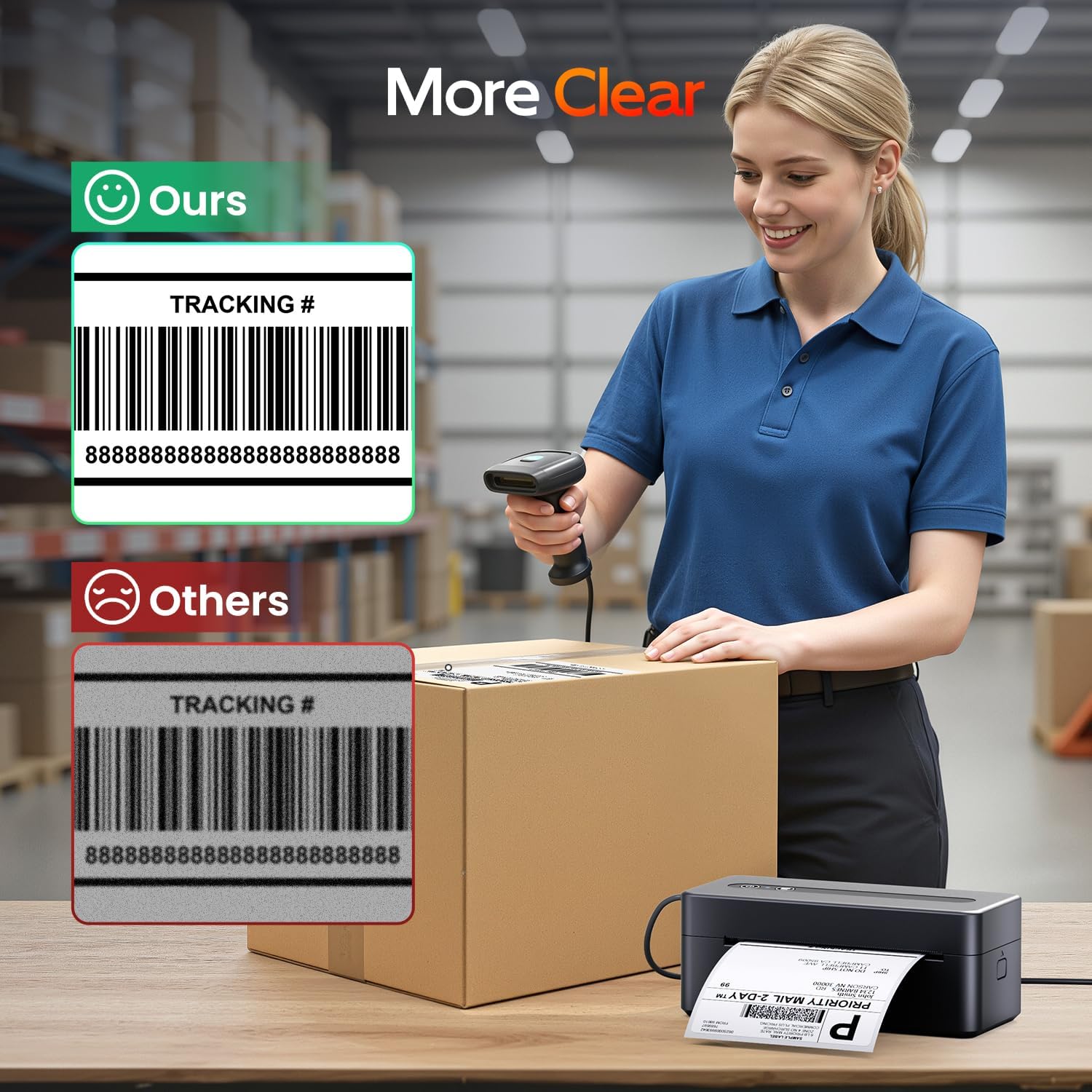 Detalle de TATTMUSE Shipping Label Printer 4x6 (2411BT) – Bluetooth Thermal Label Printer for UK Small Businesses
