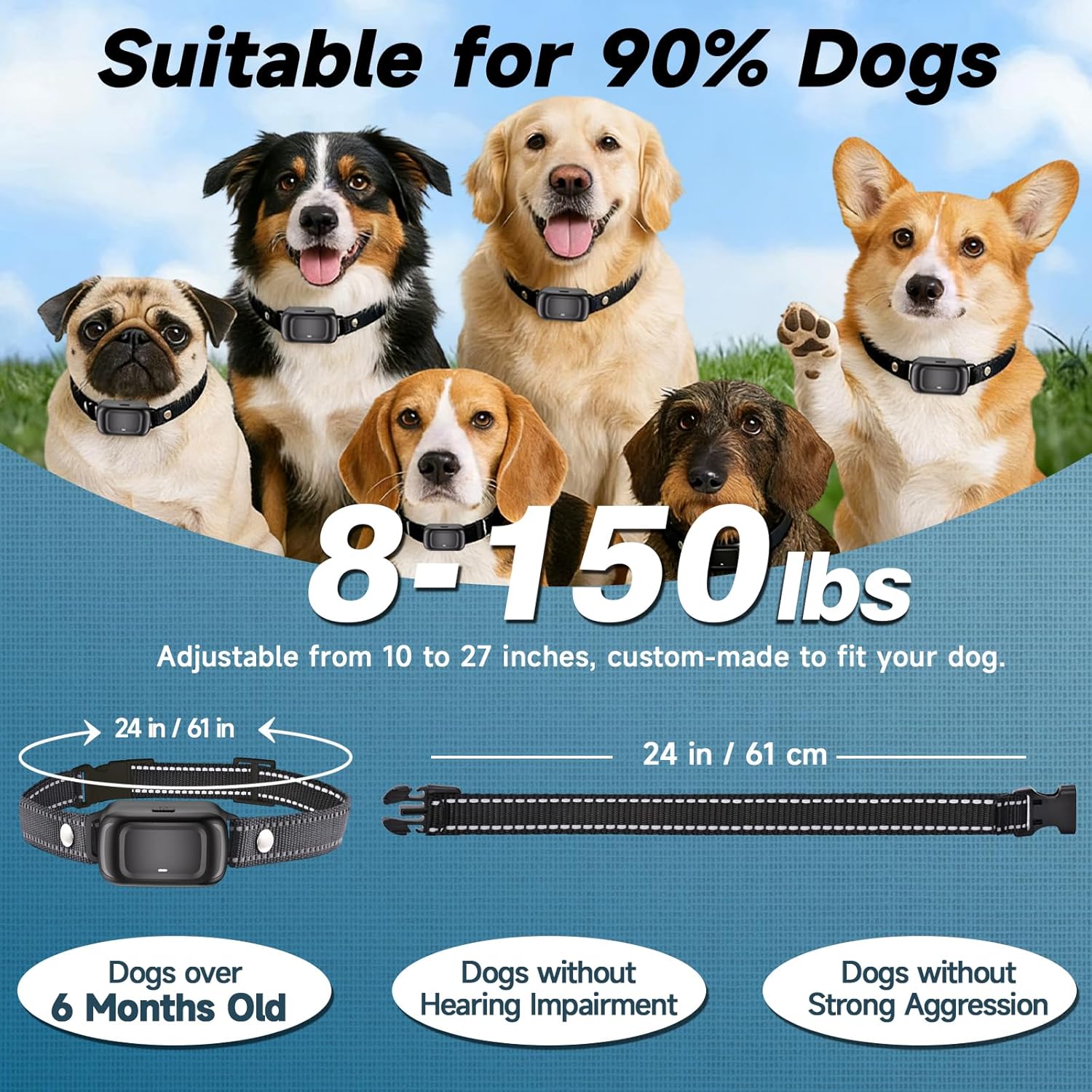 Thumbnail 2 de Anti Barking Collars for Medium to Large Dogs — Ultrasonic, Vibration & Beep Modes