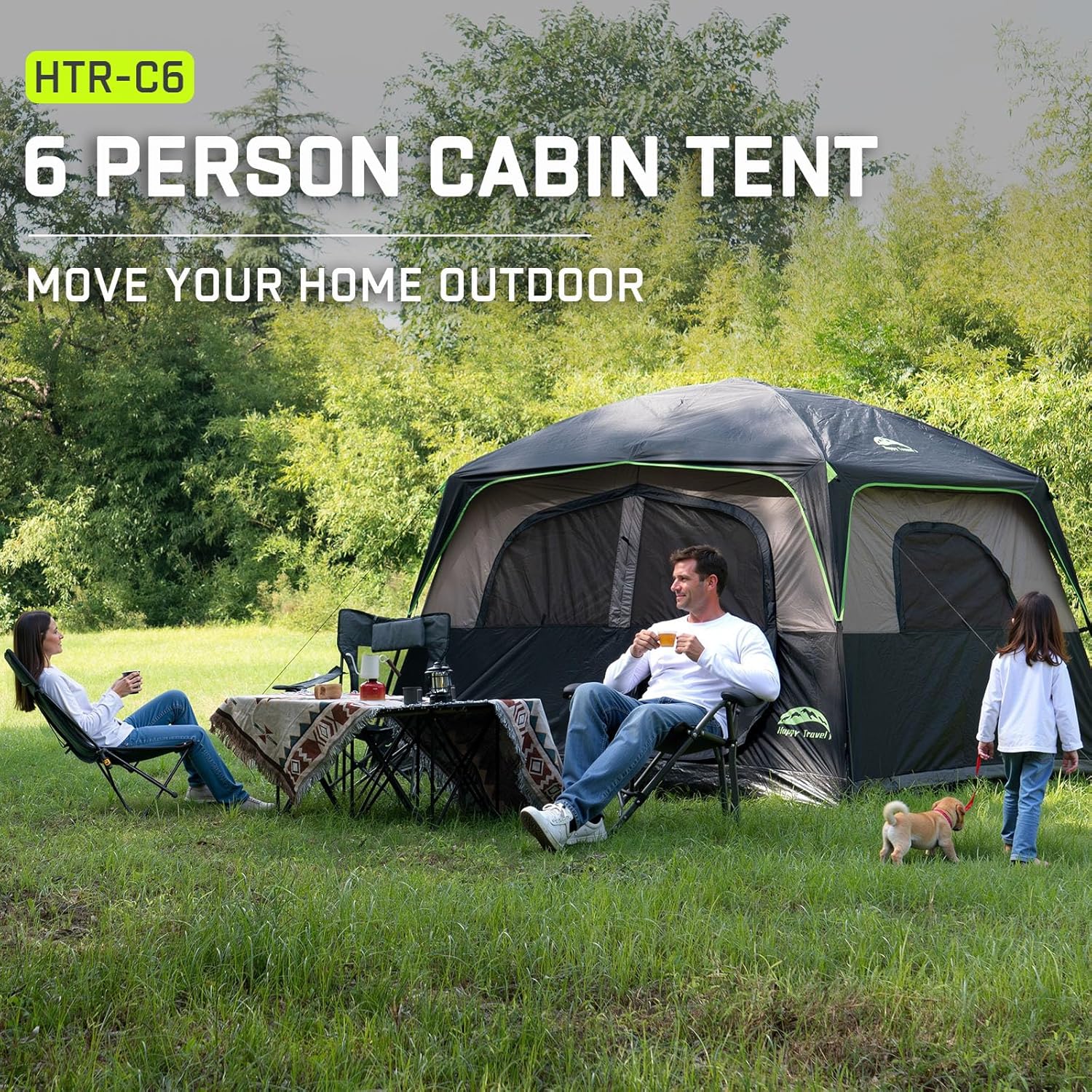 Detalle de Happy Travel Tent 6 Person: Spacious, Weather-Ready Family Cabin Shelter
