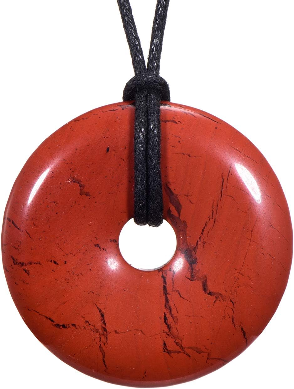 Detalle de Morella Damen-Halskette mit 80 cm Stoffband und Donut-Edelstein-Anhänger