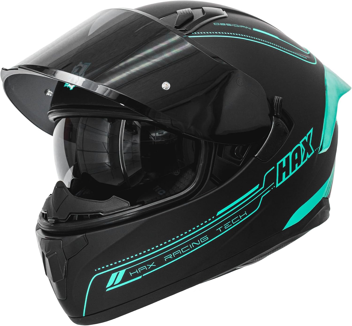 Thumbnail 1 de HAX Obsidian Full Face Dual Visor Helmet — DOT Approved, Pinlock Ready for Street Riding