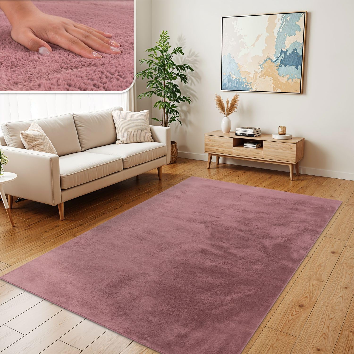 Thumbnail 6 de TT Home Shaggy rond en gris, tapis à poils pelucheux 200 cm