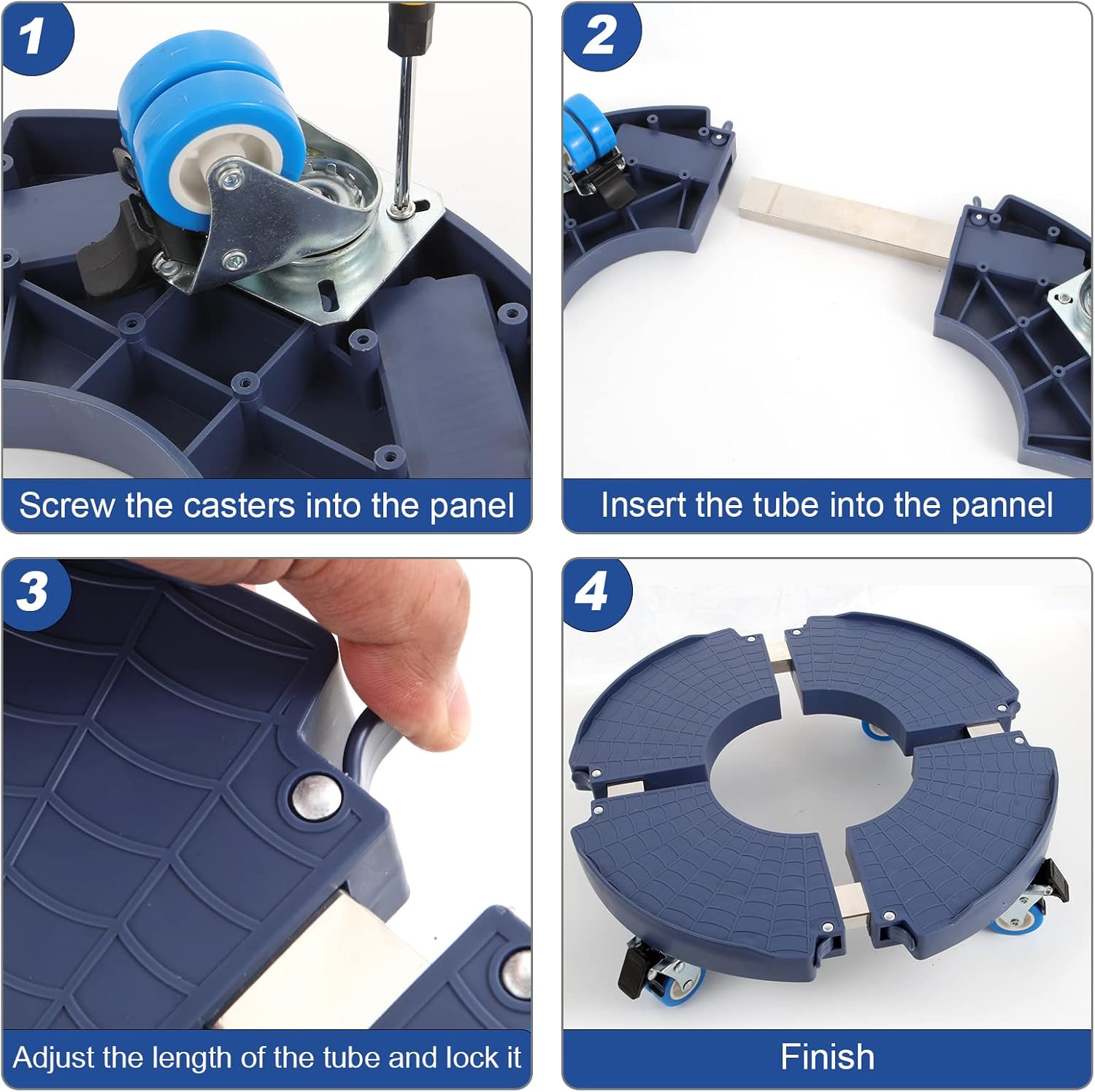 Thumbnail 4 de W B D WEIBIDA sottovaso con ruote regolabile Ø 40-54 cm fino a 200 kg, carrello portavasi rotabile 360° (nero)