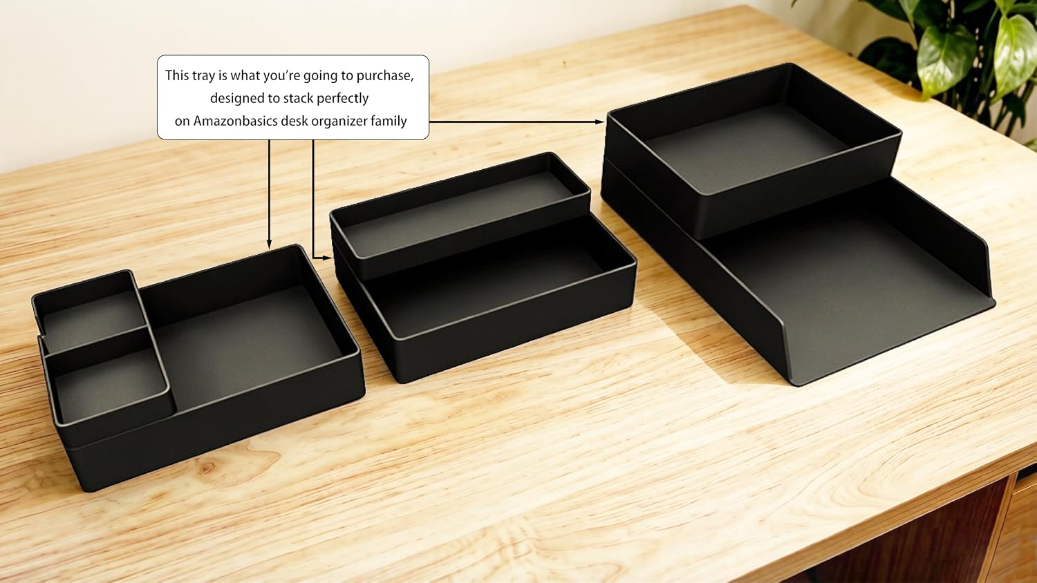Thumbnail 4 de Amazon Basics Rectangular Plastic Desk Organizer with Storage Trays
