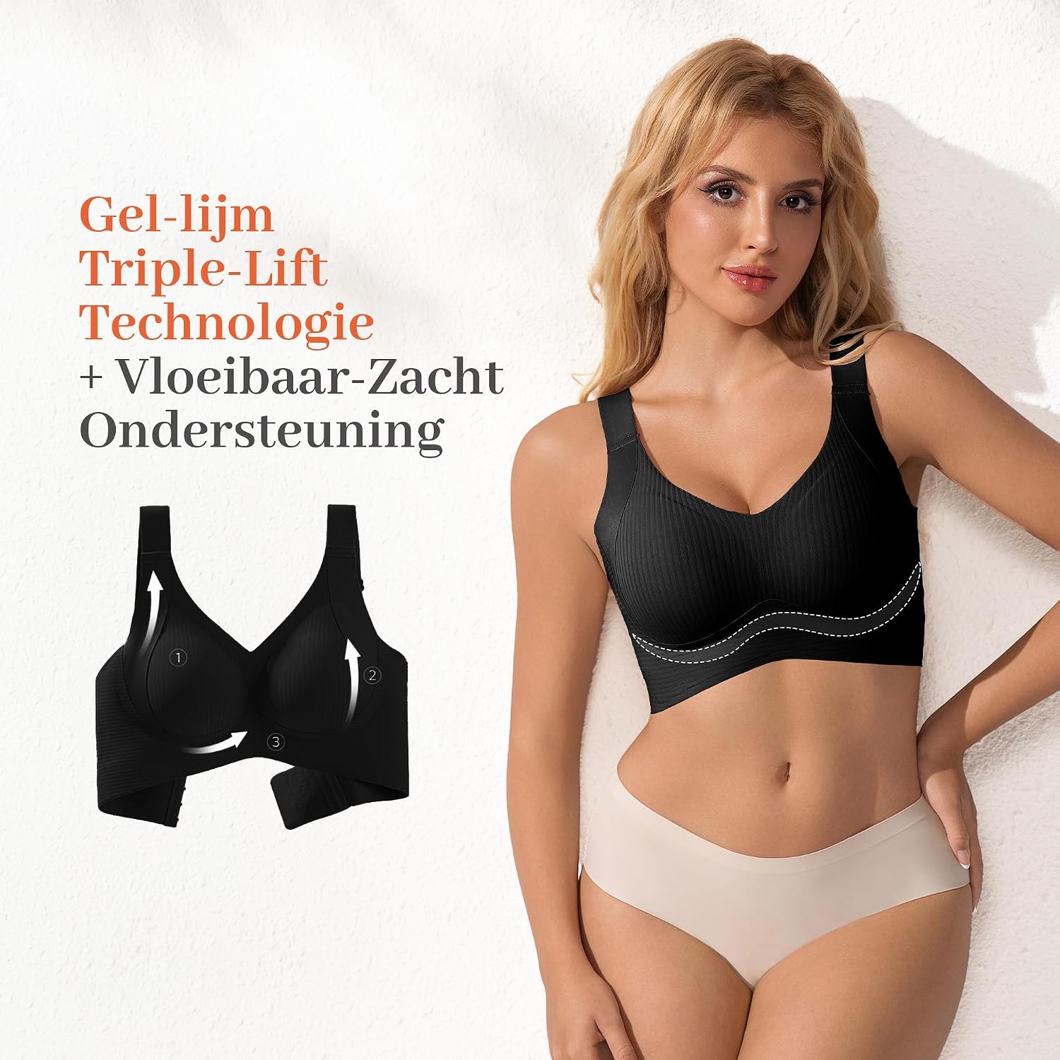 Detalle 1 de Fittingirls minimizer-bh voor grote borsten, draadloos met volledige bedekking