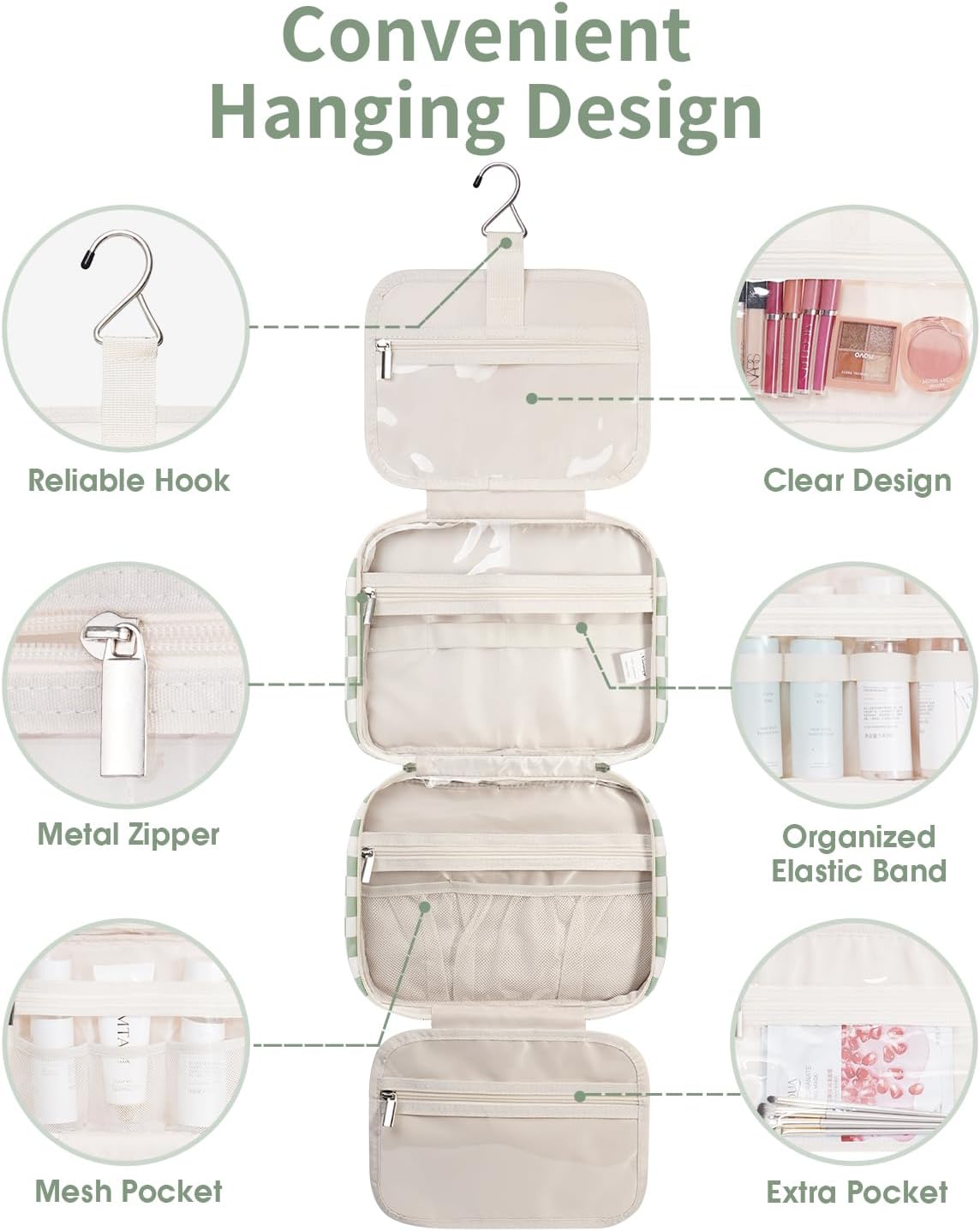 Detalle 2 de Narwey Checkered Hanging Toiletry Bag