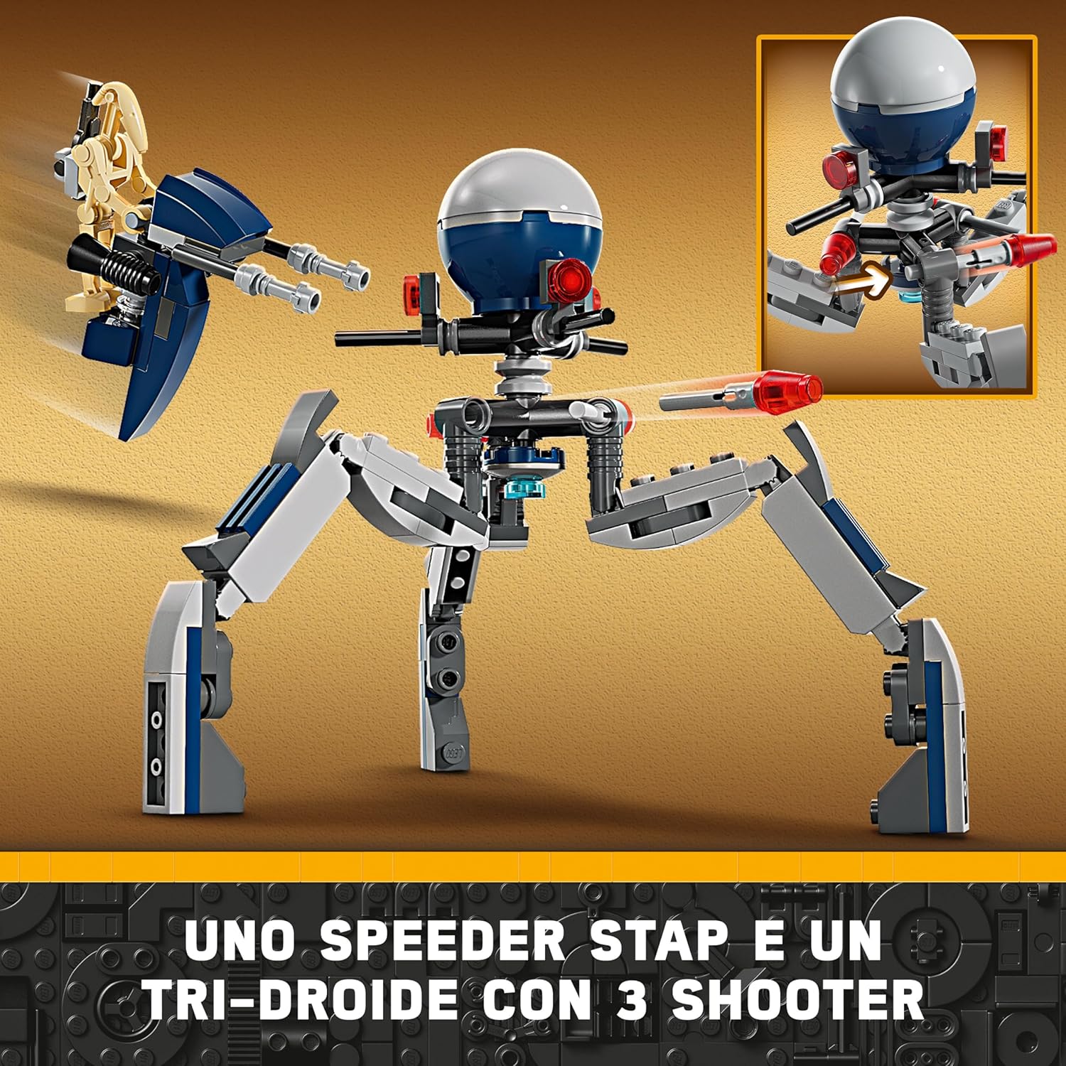 Thumbnail 4 de LEGO Star Wars Battle Pack 75372: Clone Trooper e Battle Droid con veicolo speeder bike, tri-droid e postazione difensiva