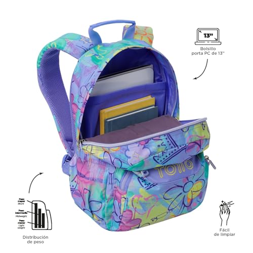Detalle 2 de Mochila Escolar Gommas de TOTTO (15 L) — Ergonomía, organización y durabilidad para el día a día