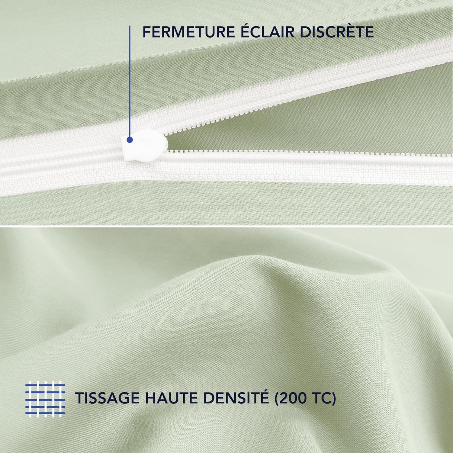 Thumbnail 4 de Dreamzie Parure de lit satin de coton 220x240 cm (vert) avec housse + 2 taies 80x80 cm