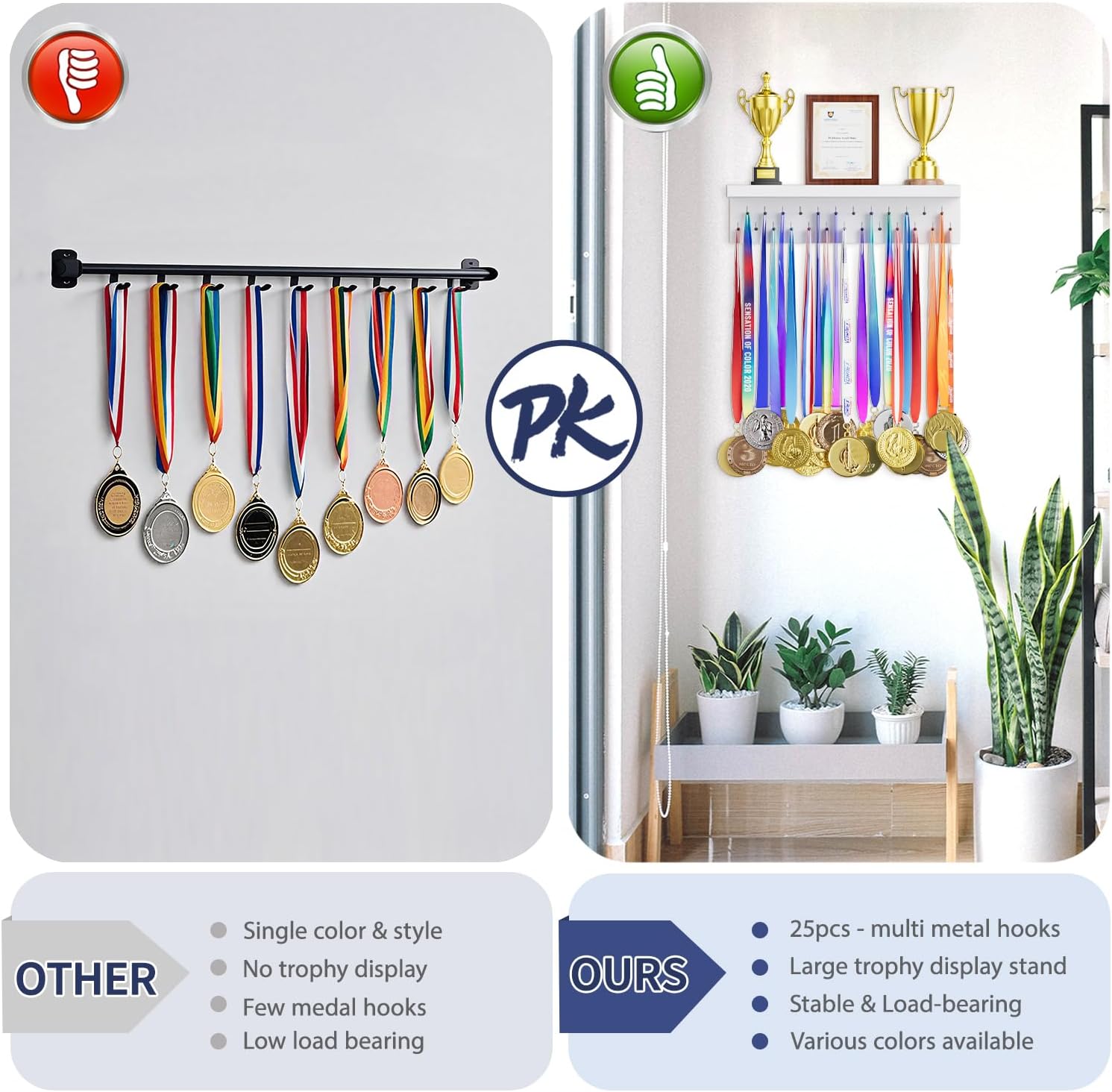 Thumbnail 3 de Medal holder trophy rack 25 hooks, 40.5cm