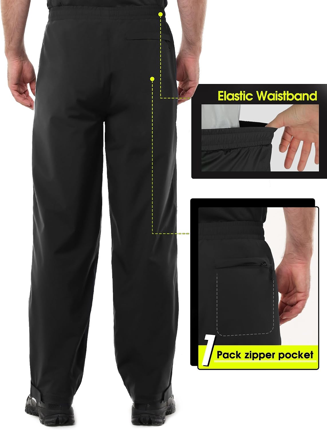 Detalle 2 de 33,000ft Men's Rain Pants with Taped Seams, Mesh Lining and Reflective Stripe