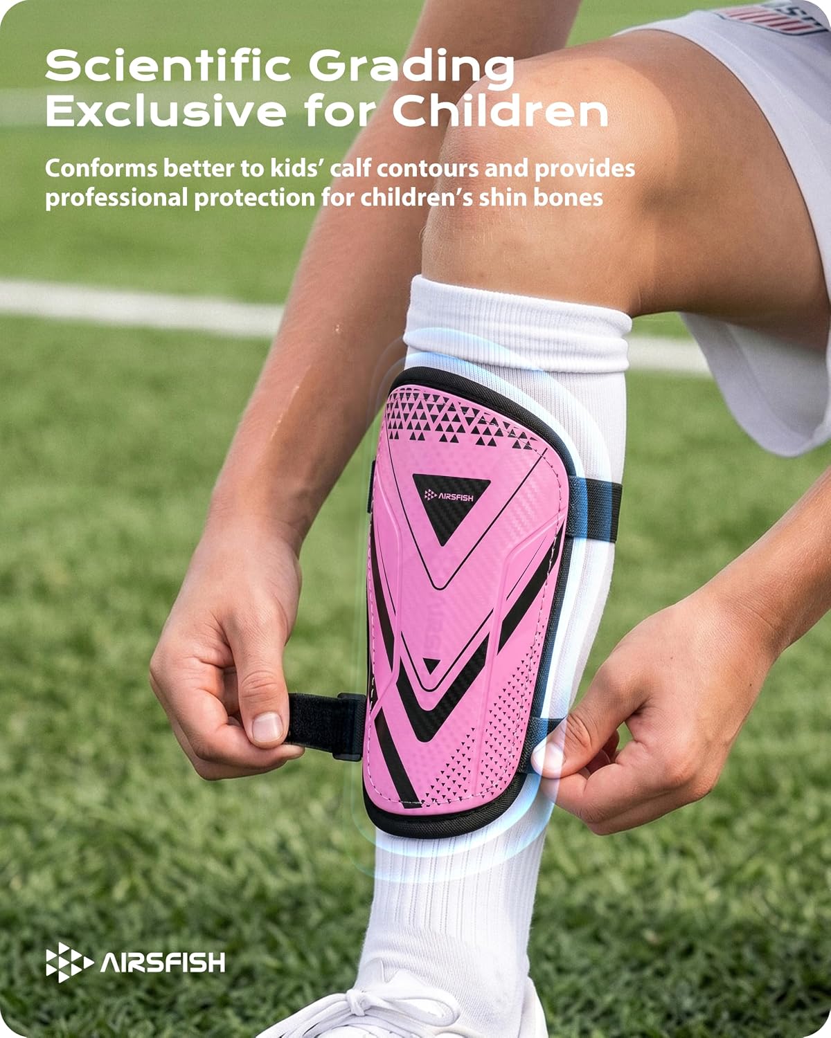 Detalle 2 de CE Certified Airsfish Kids Soccer Shin Guards (Youth Youth Sizes XXS–M) — 1 Pair