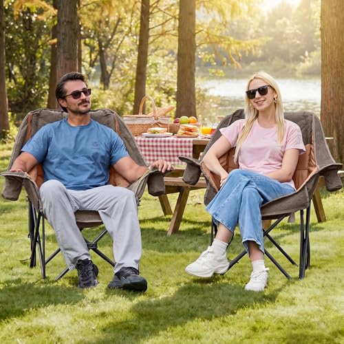 Detalle de RELAX FIELD Übergroßer Campingstuhl Faltbar – Gepolstert XXL, 102x55x57 cm