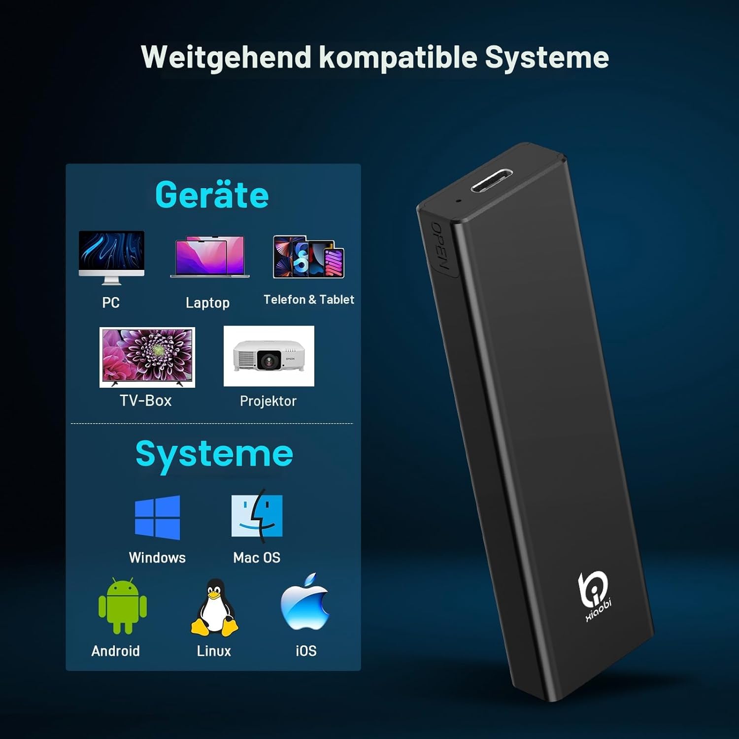 Thumbnail 6 de Xiaobi M.2 NVMe SSD Gehäuse (USB 3.2 Gen 2, 10 Gbps) für M-Key/B+M Key NVMe, UASP & TRIM