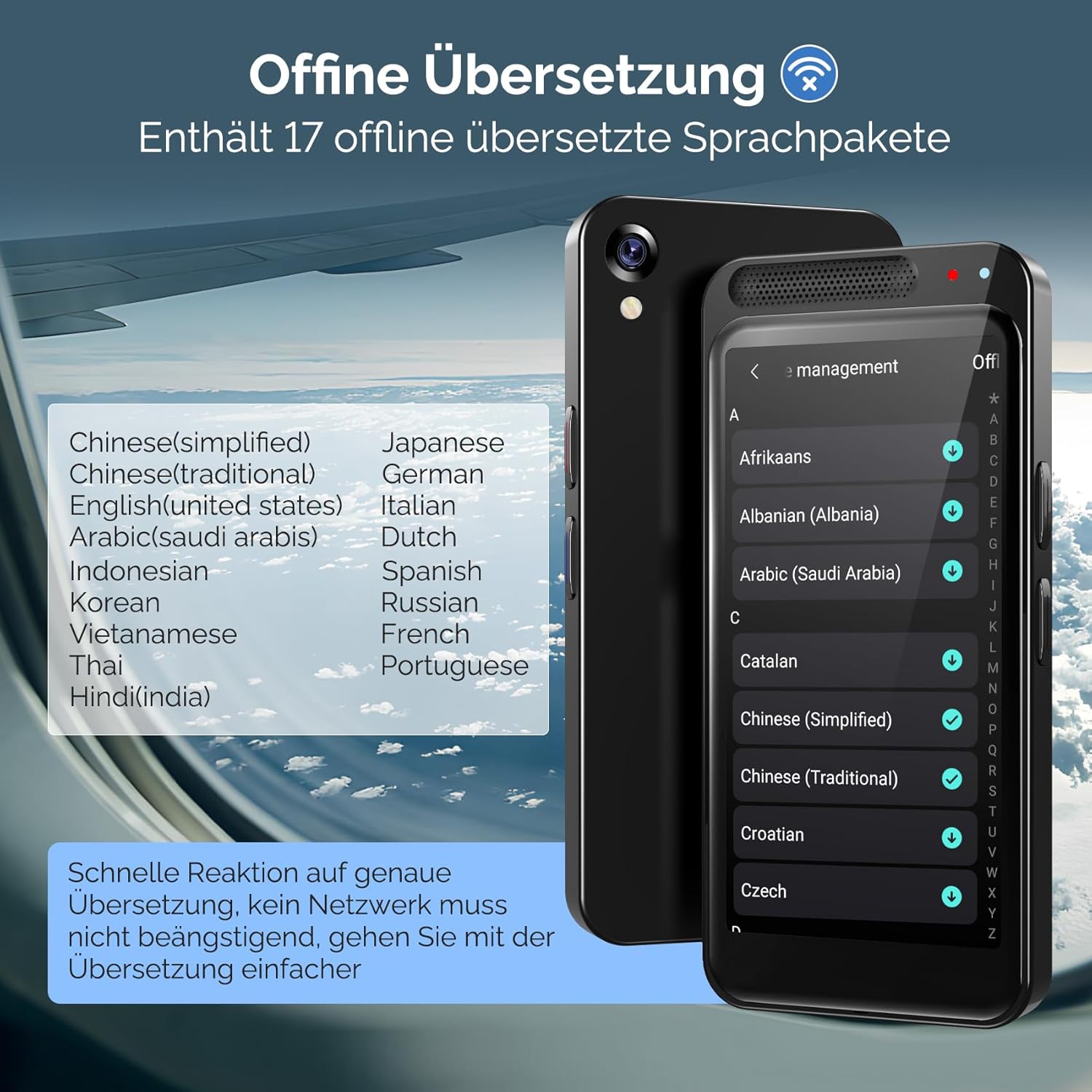 Detalle 2 de MoStrive Z6S Sprachübersetzer: Offline & Online-Übersetzung, Foto-Übersetzung und 150 Sprachen