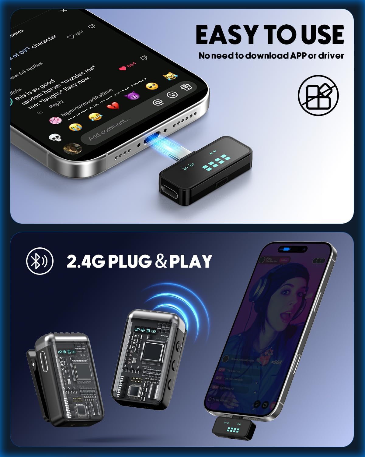 Thumbnail 3 de Micrófono Lavalier inalámbrico para iPhone y Android 🎤