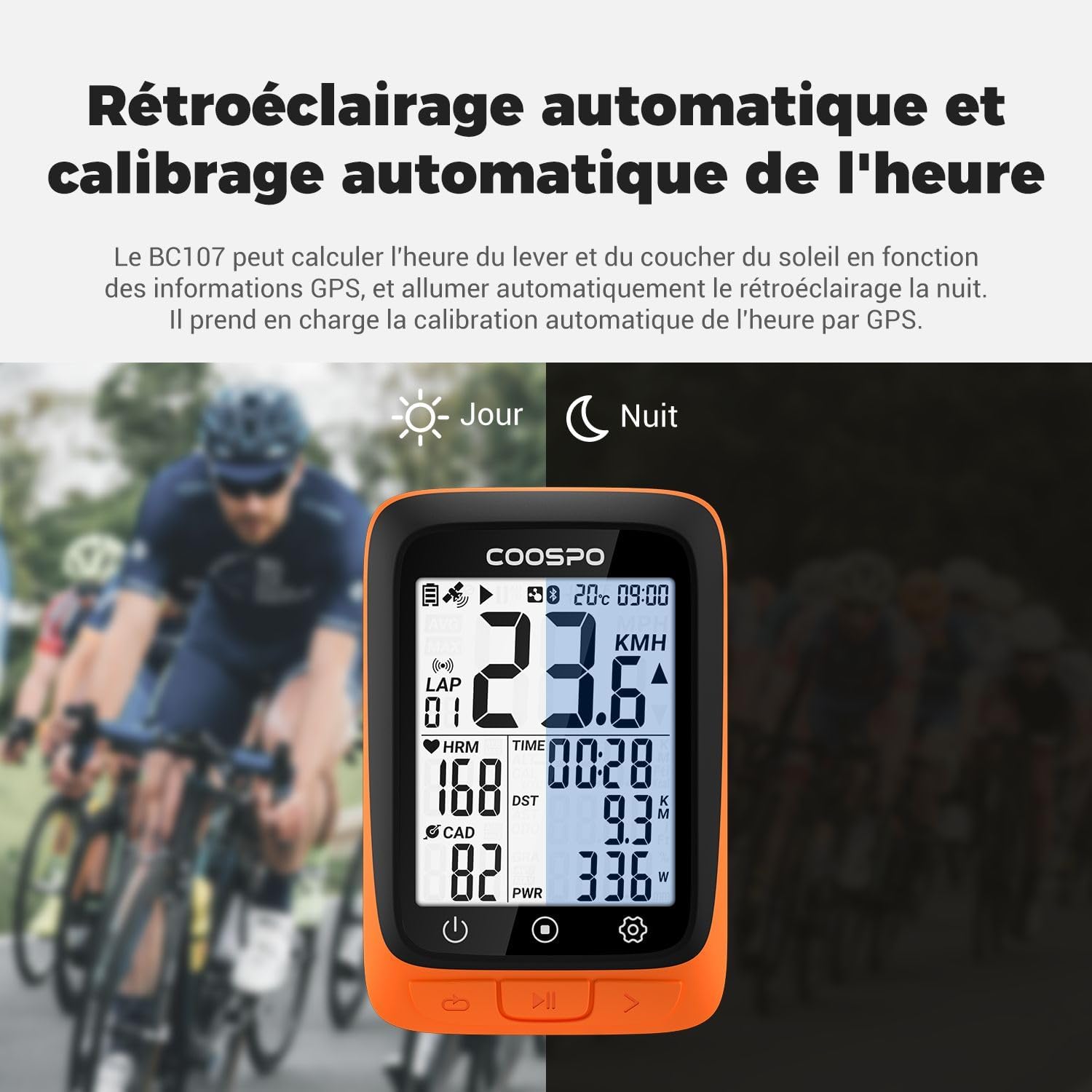 Thumbnail 1 de CooSpo BC107 Compteur Velo Bluetooth 5.0