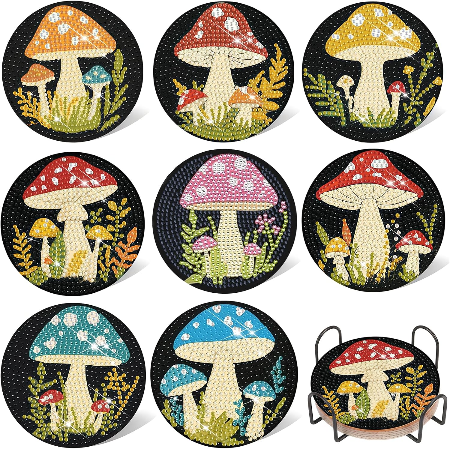 Pilz Diamond Painting Untersetzer 8er Set