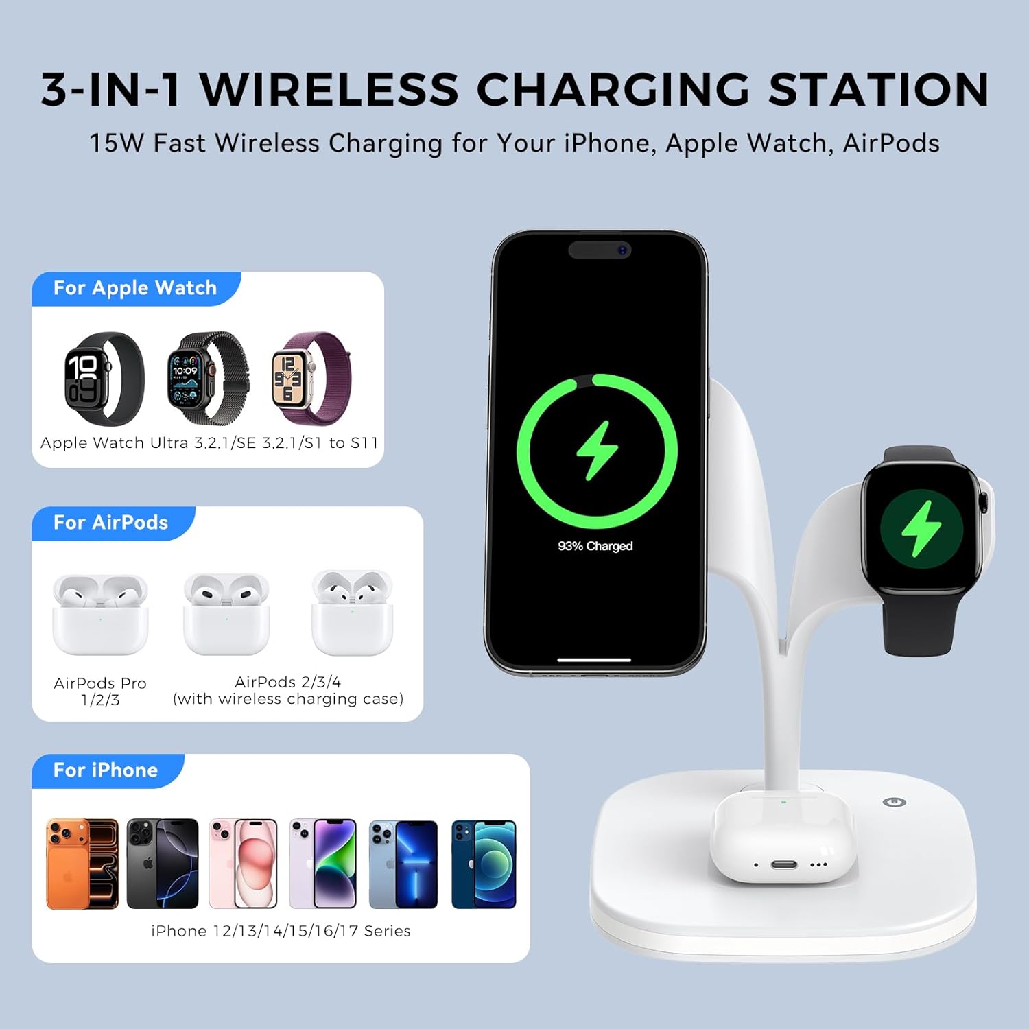 Thumbnail 1 de 3 in 1 Wireless Charging Station 20W for Apple devices