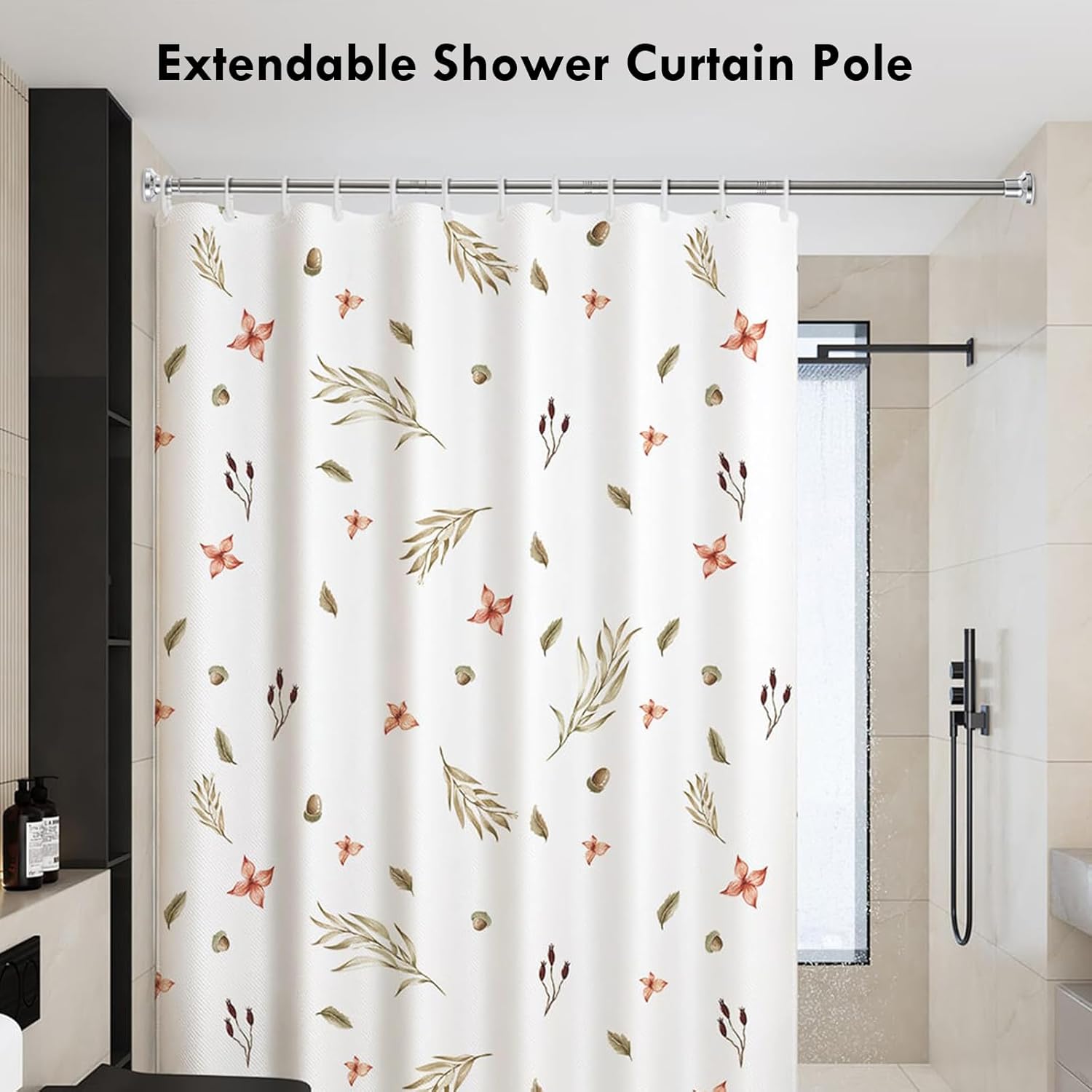 Thumbnail 6 de Extendable Shower Curtain Pole 130-201cm Stainless Steel by FRENESSA