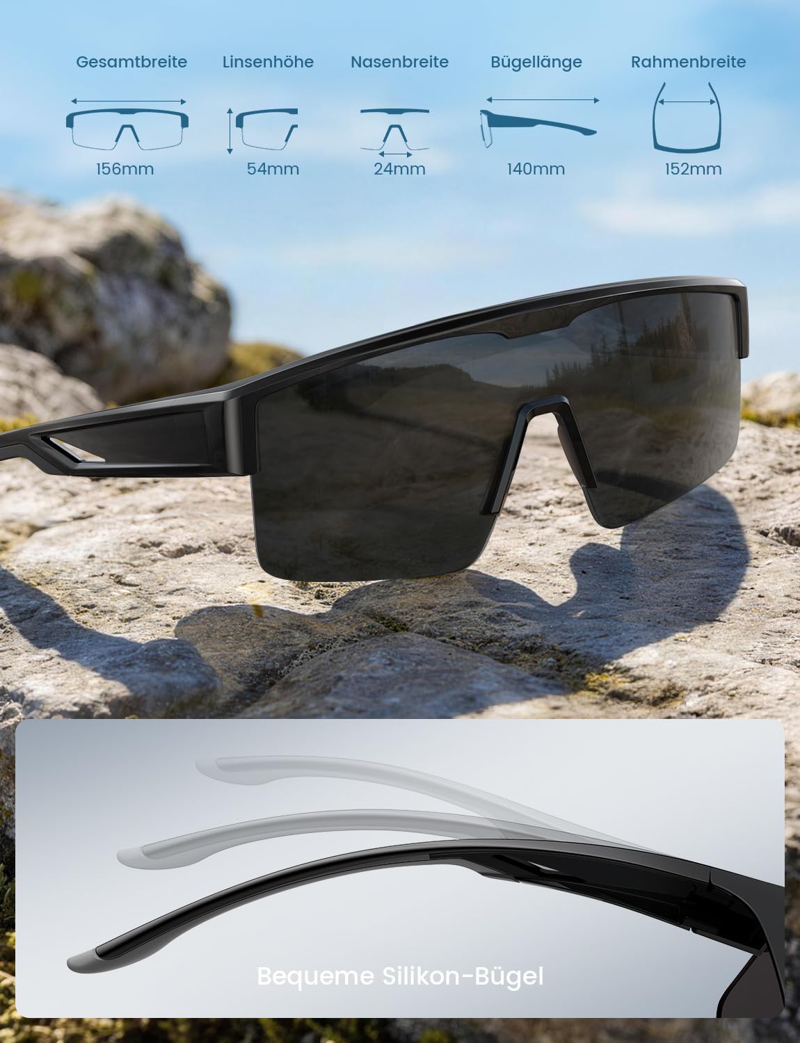 Detalle 2 de Lamicall Überzieh-Sonnenbrille: Polarisierte Überbrille für Brillenträger (TR-90, 25 g)