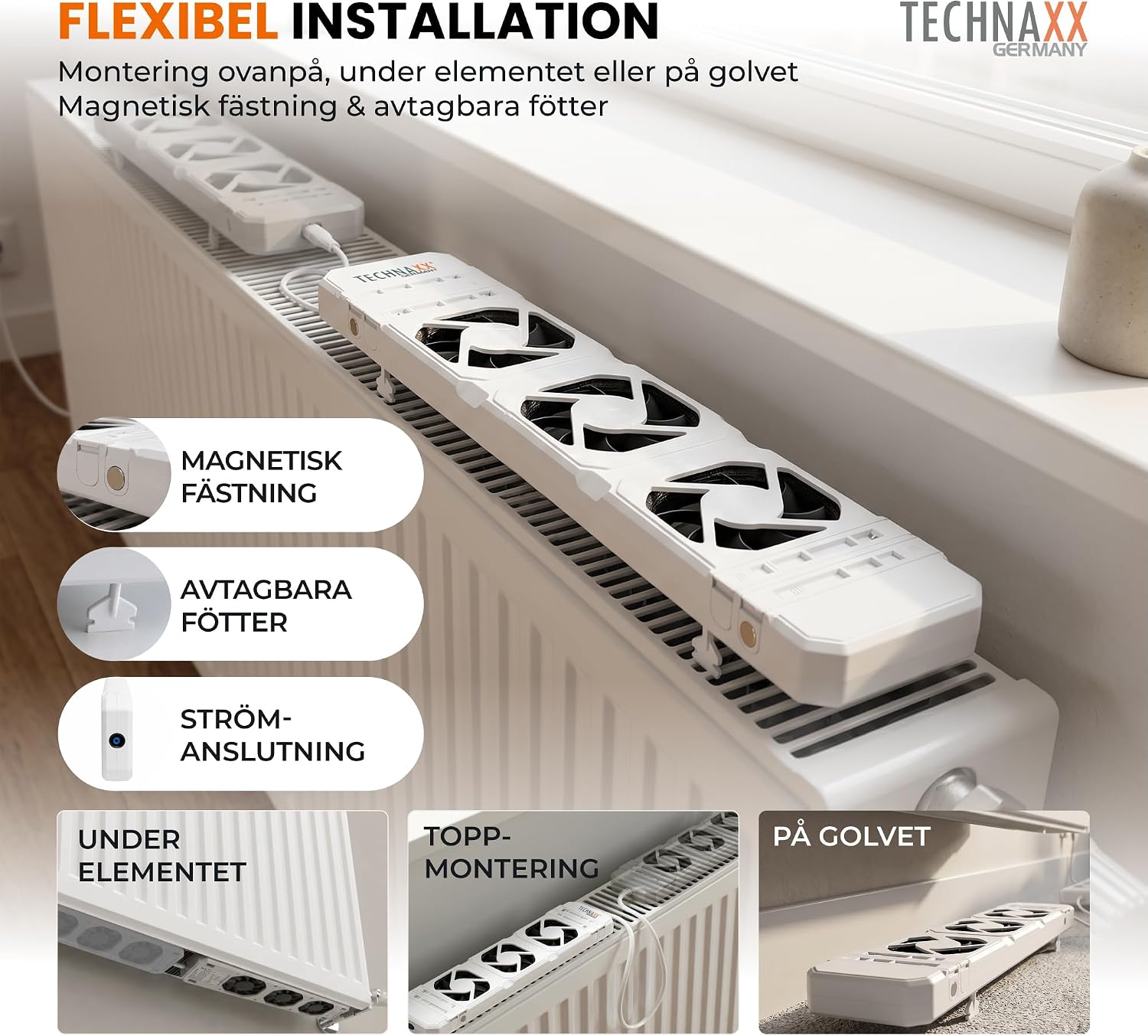 Thumbnail 4 de Technaxx TX-303 radiatorfläktförlängning för TX-302, 100–200 cm, under 20 dB