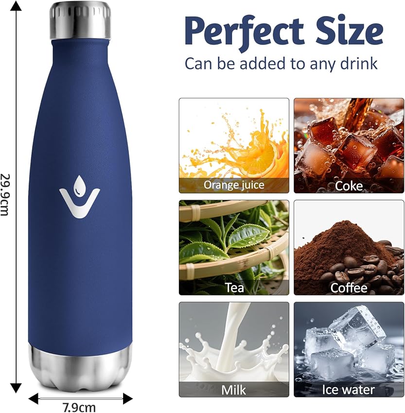 Detalle de HoneyHolly Botella térmica 750 ml, acero 18/8, a prueba de fugas 🚰