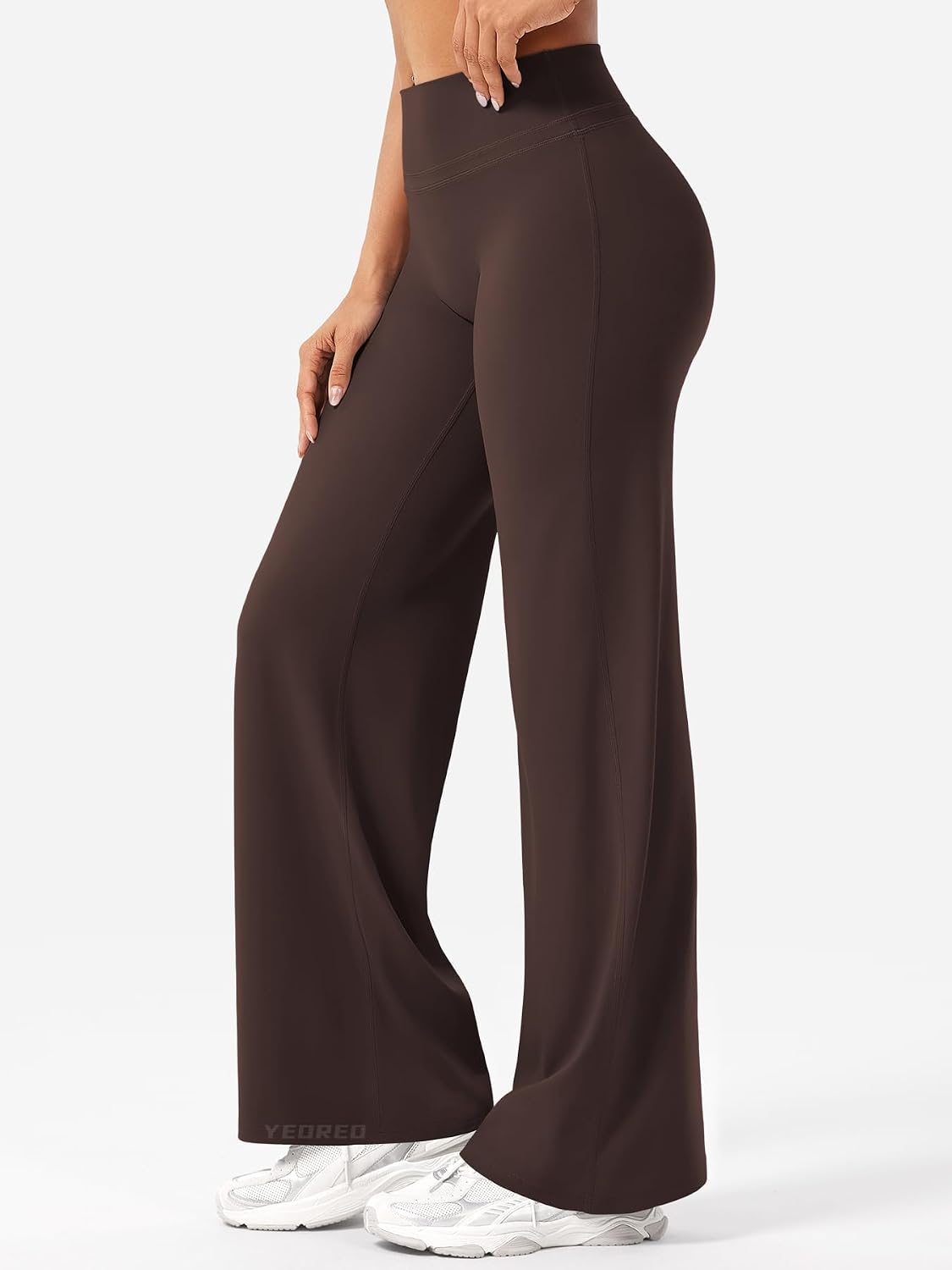 Detalle de YEOREO Straight Leggings für Damen mit hoher Taille, nahtlos & blickdicht für Gym, Yoga und Alltag