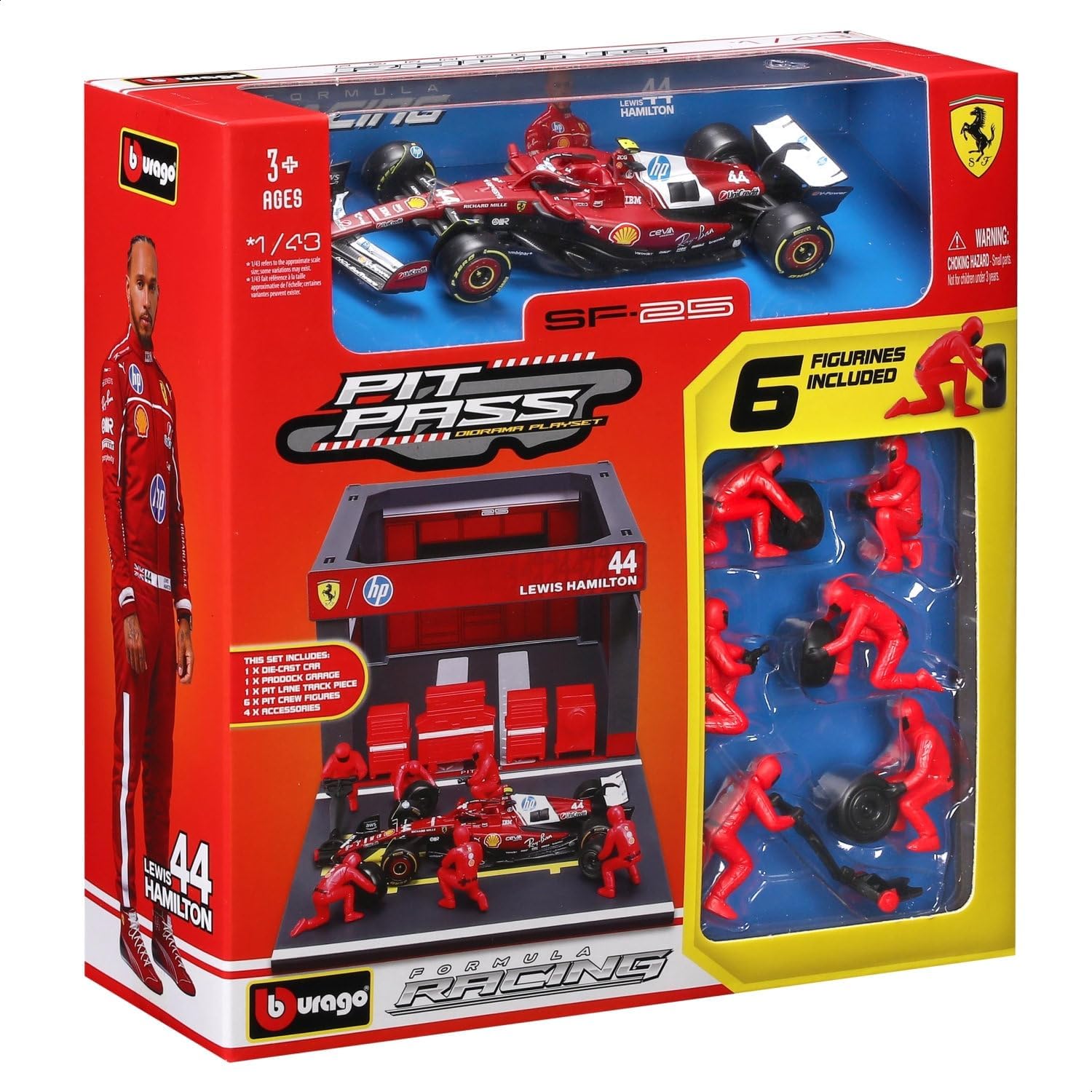 Thumbnail 5 de Bburago PitPass F1 Ferrari SF-25 #44 Hamilton – zestaw Pit Stop 1:43