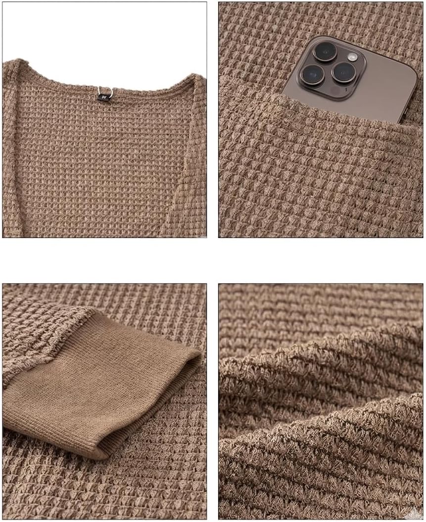 Detalle 2 de GLEENOD Strickjacke Damen Langarm mit Taschen