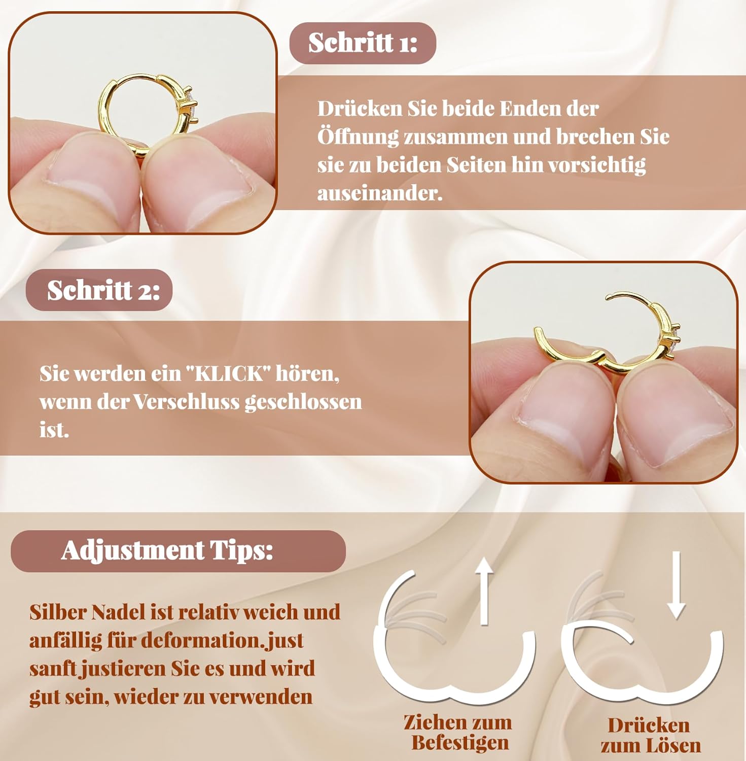 Thumbnail 6 de Jagosen 5 Paar Ohrringe Silber 925 Gold – Vielseitiges Damen-Set mit Zirkonia