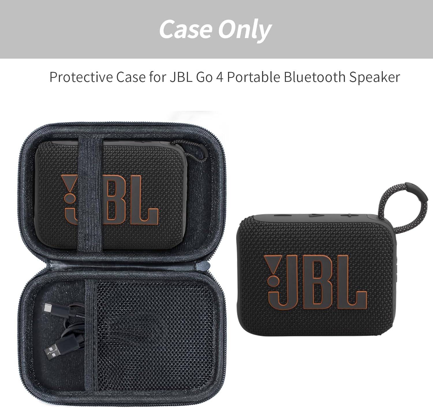 Thumbnail 2 de Schutztasche Hülle für JBL GO 4 / GO 3 Bluetooth-Lautsprecher (EVA, stoßfest & wasserabweisend) – Schwarz