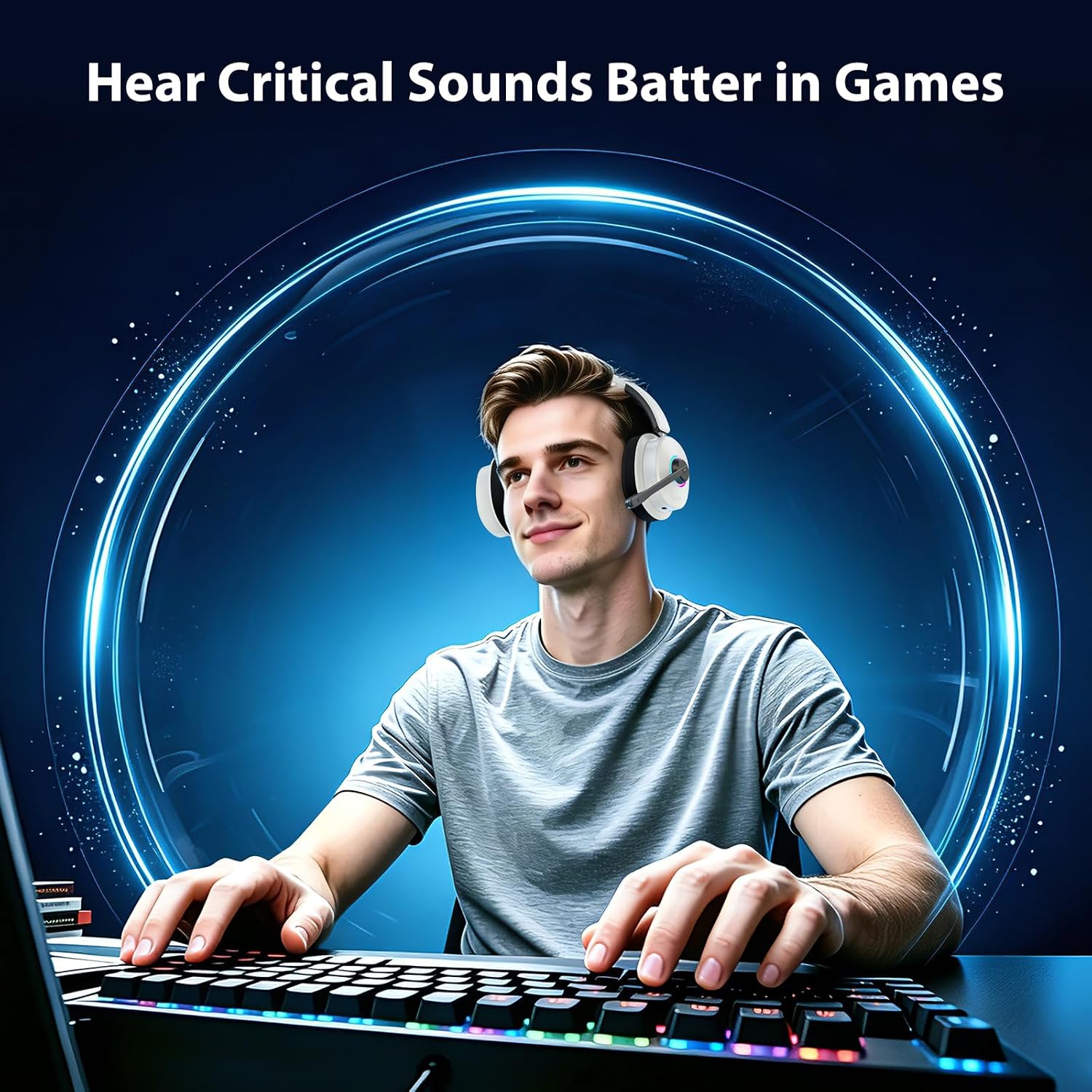 Thumbnail 6 de Earbay Wireless Gaming Headset with Bluetooth 6.0, Flip Mic and RGB Dock