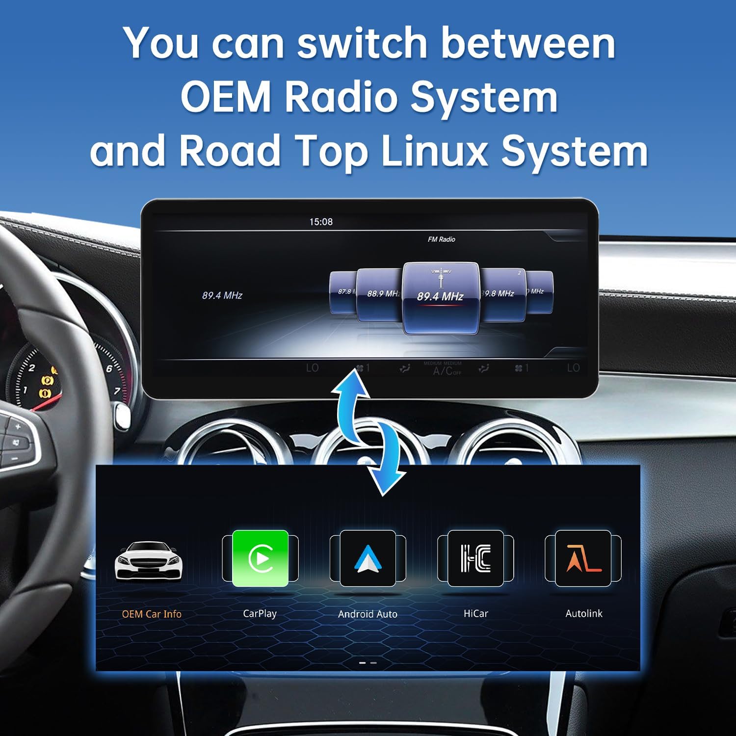 Thumbnail 3 de Road Top CarPlay autoradio 12,3 pouces pour Mercedes Classe C / GLC / V (W205) avec NTG 5.0