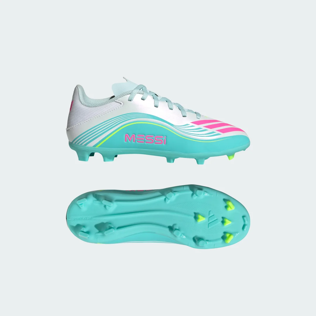 Detalle de Bota de fútbol F50 MESSI LEAGUE para césped natural seco y multisuperficie - niños (Adidas)