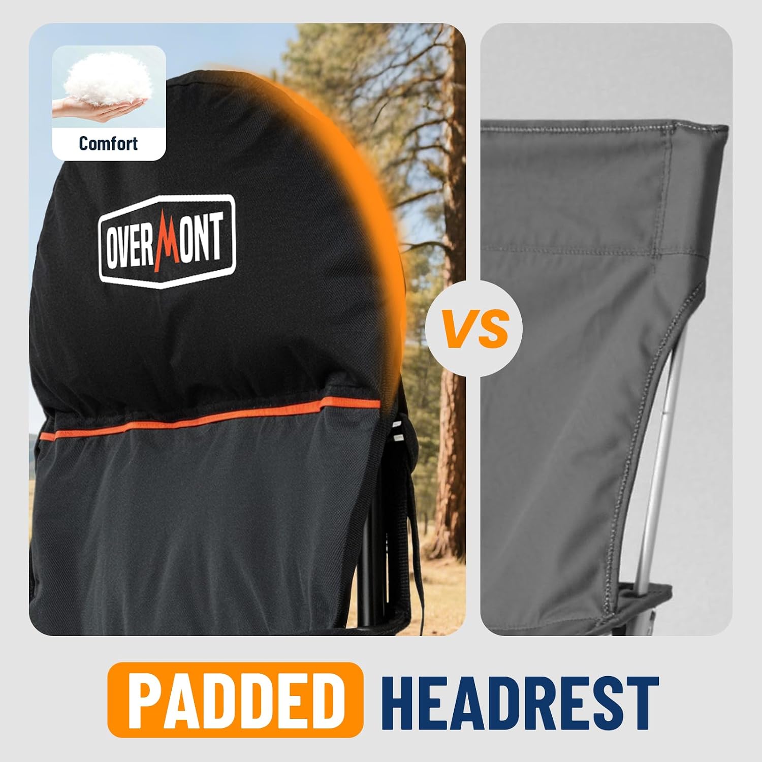 Thumbnail 4 de Overmont Sedia Pieghevole da Campeggio Portatile con Poggiatesta e Porta Bicchiere – supporta fino a 150 kg
