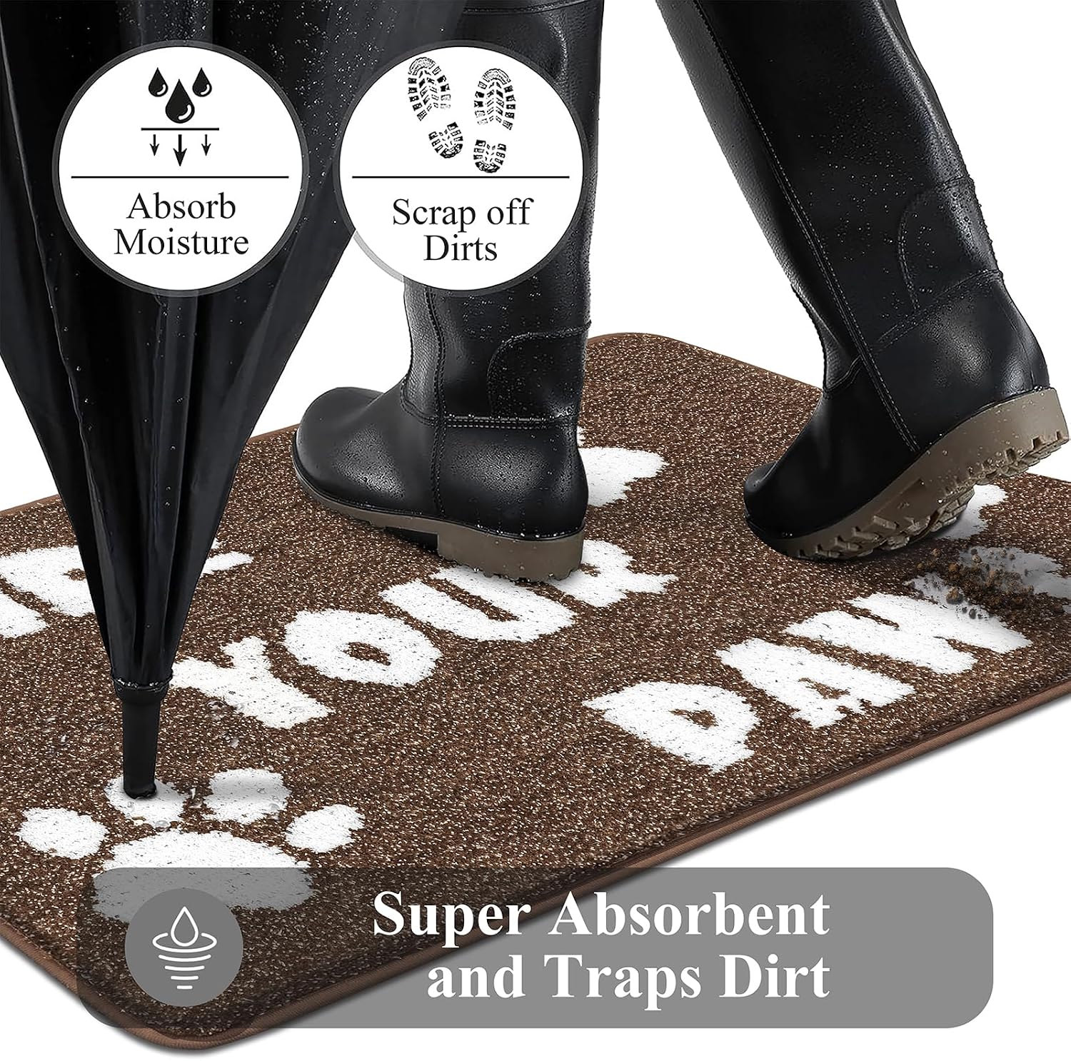 Detalle de Enyhom Large Dirt Trapper Door Mats Indoor 80 x 120 cm – Non-slip, highly absorbent front door mat (Brown)