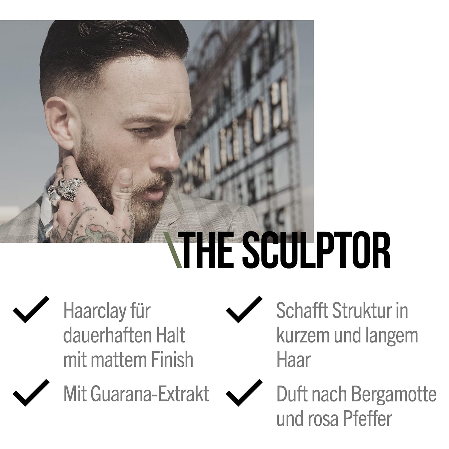 Detalle 2 de SEB MAN THE SCULPTOR mattierende Hair Clay mit Mineralien (75 ml) – Styling Creme für texturierte, matte Looks