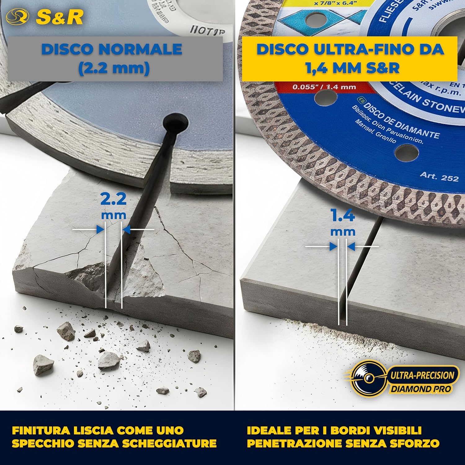 Thumbnail 3 de S&R Disco Diamantato 115 mm per Gres, Piastrelle, Marmo e Ceramica – Taglio pulito e professionale