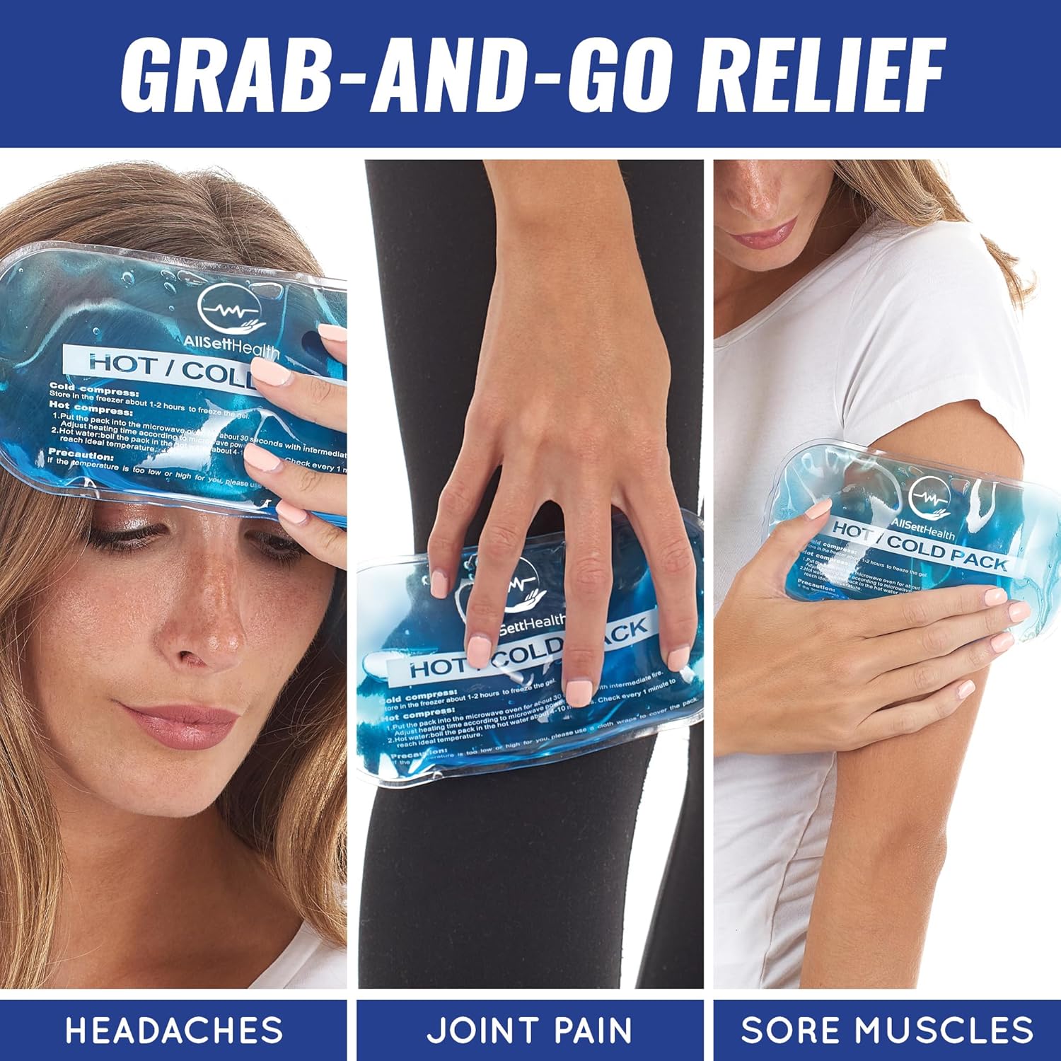 Detalle de Reusable Hot and Cold Gel Ice Packs for Injuries – 7 Variety Pack (Hot & Cold Relief)
