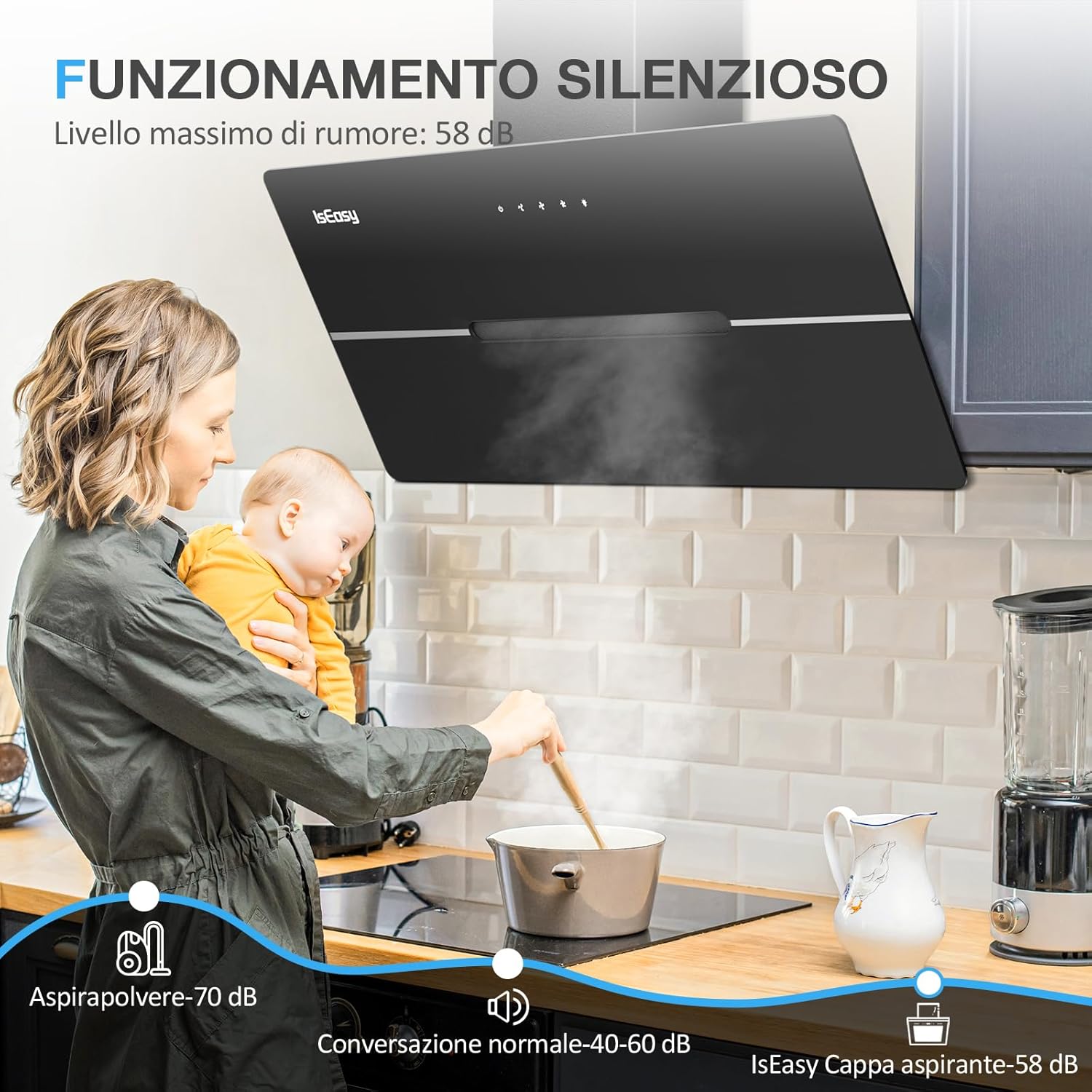 Thumbnail 5 de IsEasy cappa aspirante 90 cm con scarico/ricircolo, touch e 578 m³/h