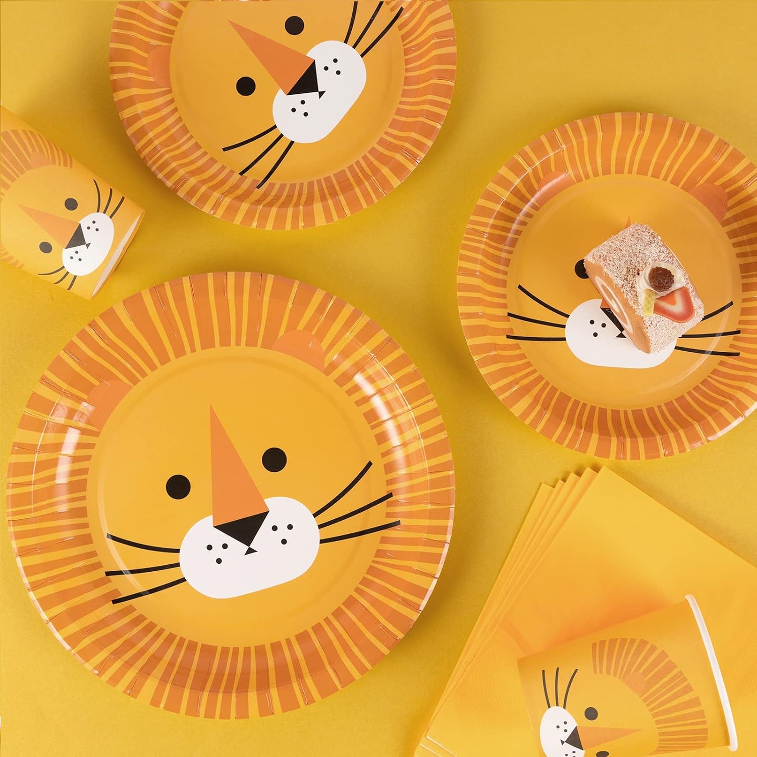Thumbnail 3 de SUNBEAUTY Safari Geburtstagsdeko: 68-teiliges Lion-Edition Partygeschirr für Kindergeburtstage