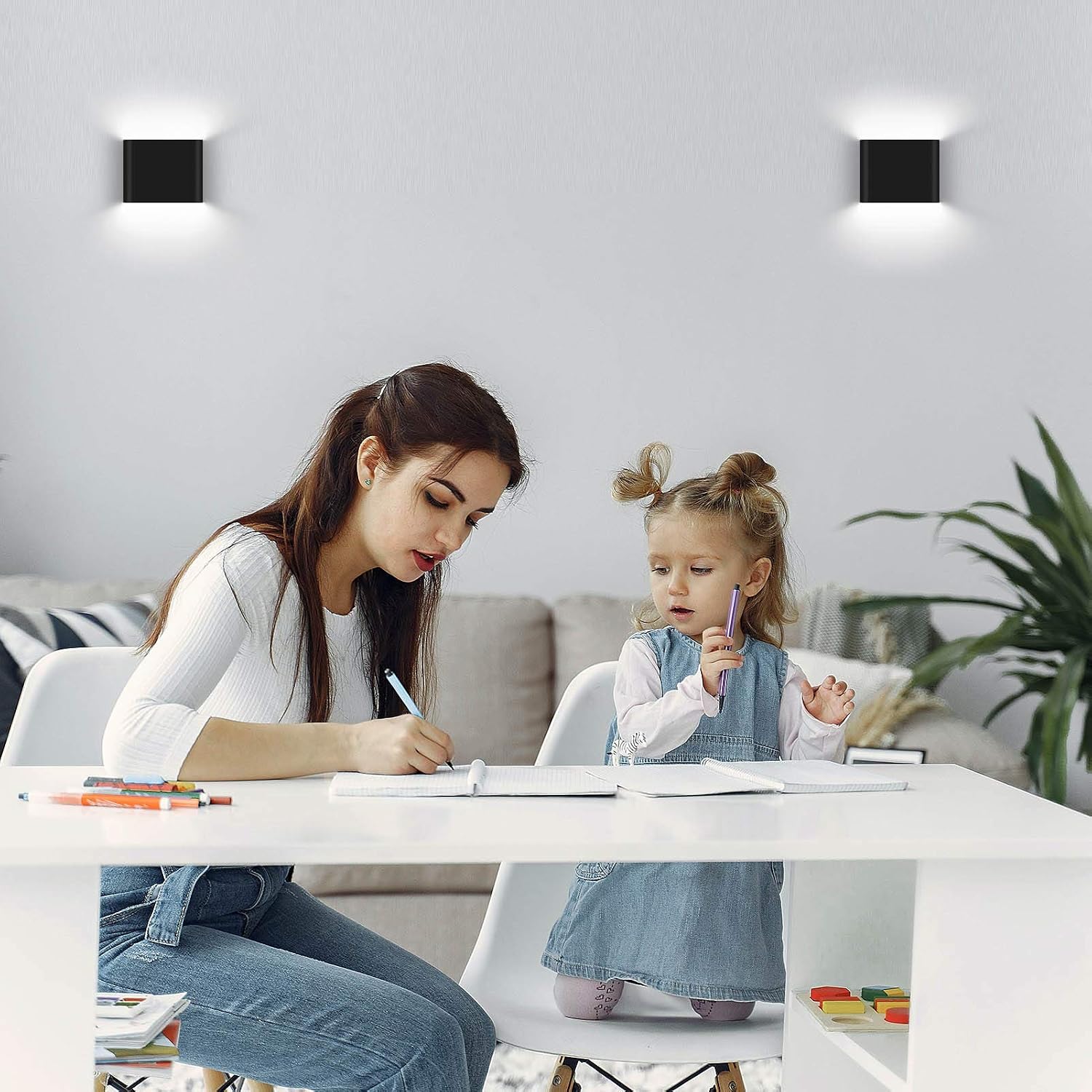 Detalle de KAWELL 6W LED-Wandleuchte (Up & Down) in Aluminium, IP65, 6000K – Schwarz