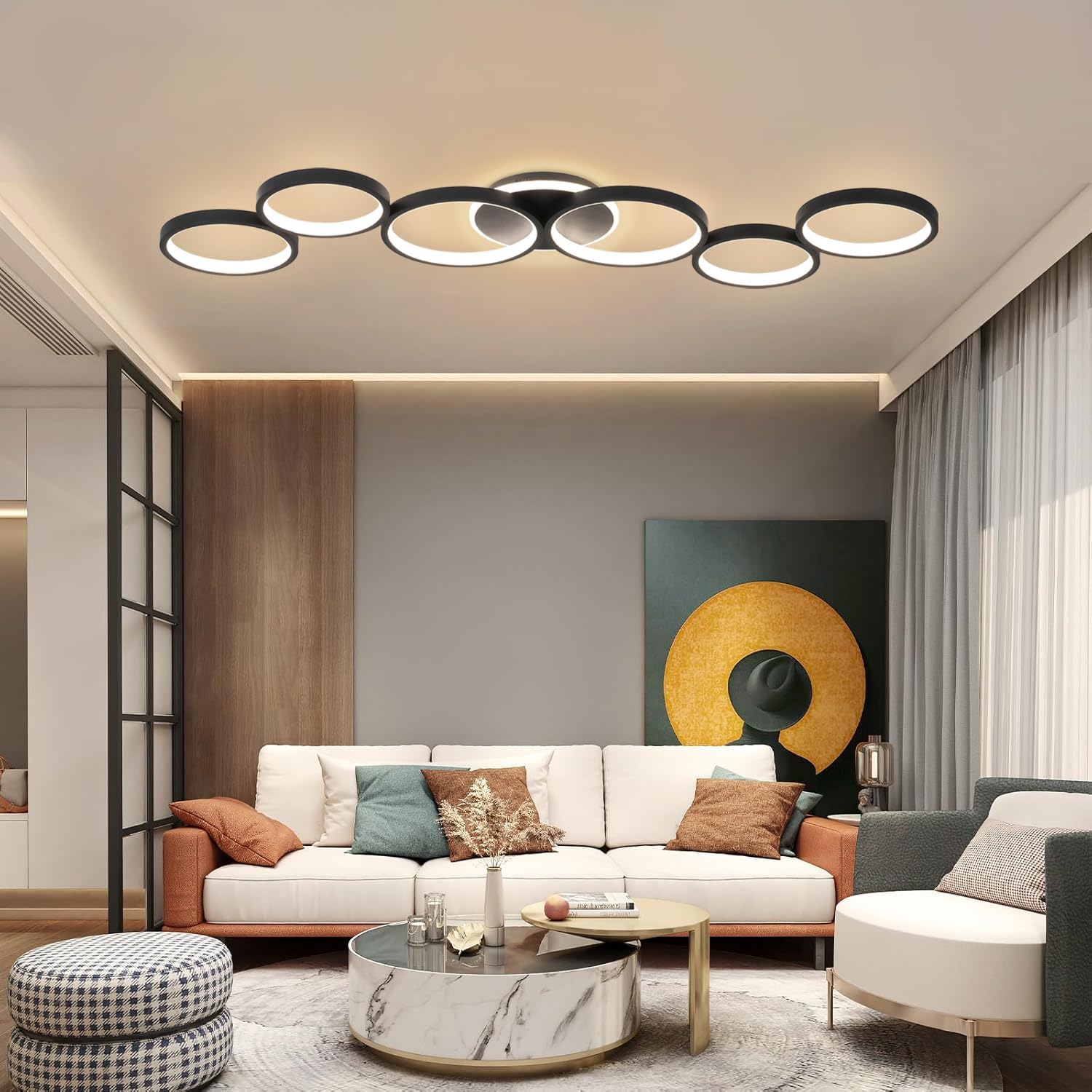 Detalle 2 de LED Deckenleuchte Schwarz 113 cm mit Dimmfunktion