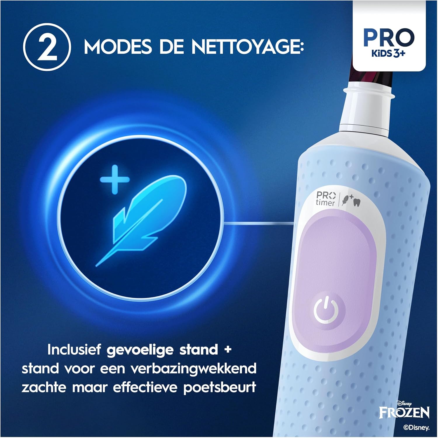 Detalle 1 de Oral-B Pro Kids elektrische tandenborstel met Frozen-design en zachte ronde opzetborstel