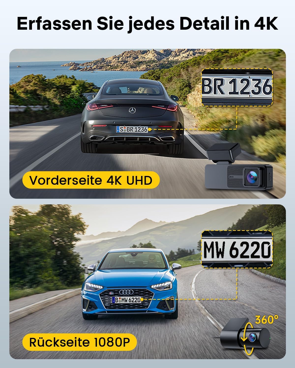 Detalle 2 de GKU Dashcam 4K Front Rück 3,18" Touchscreen