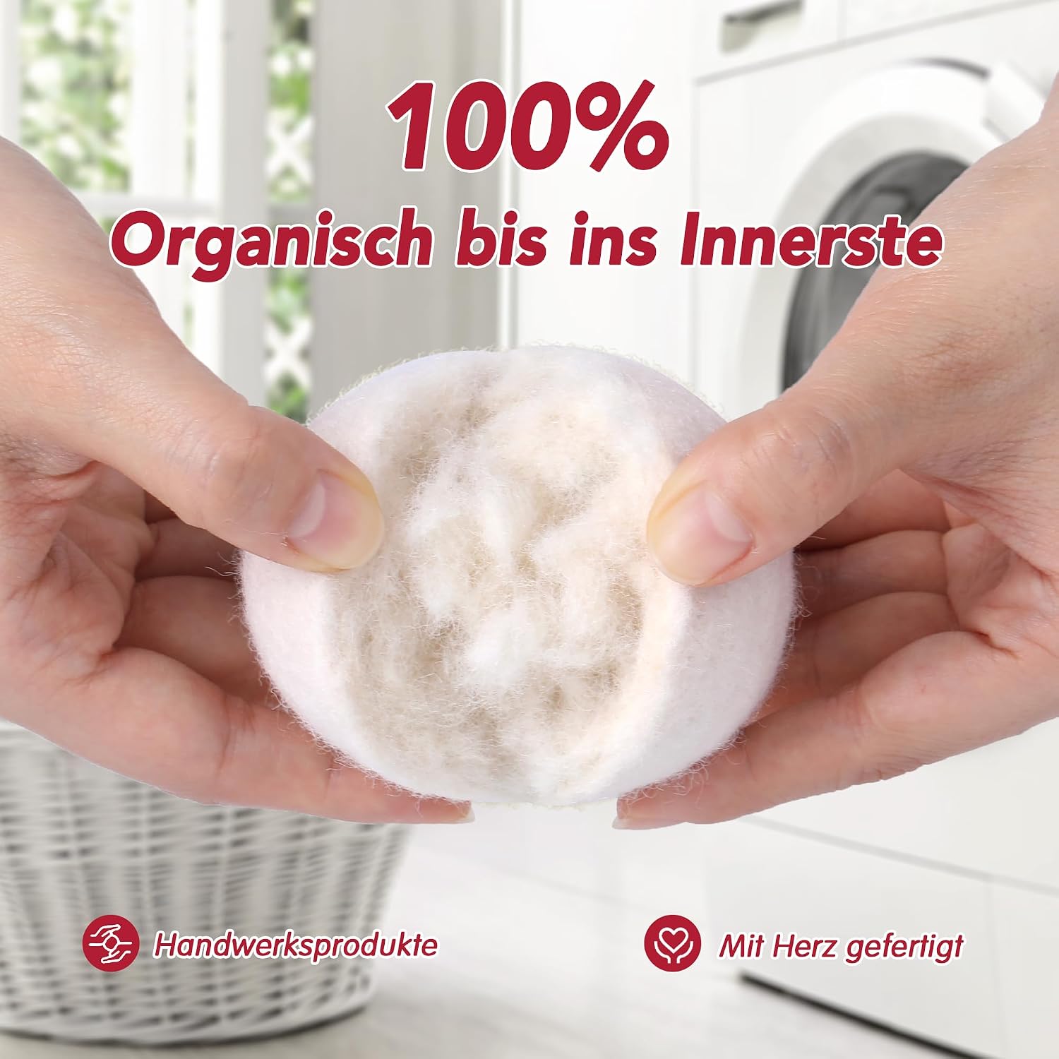 Detalle de Trocknerbälle Wäsche 6er Set 7 cm Naturwolle