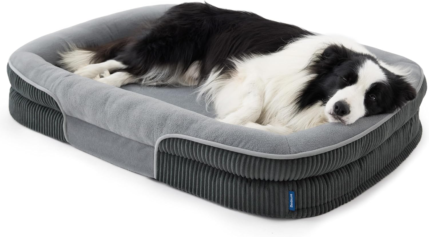 Detalle de Bedsure XL Orthopedic Dog Bed: 106x76x18cm, 360° Oval Bolster, Waterproof cover