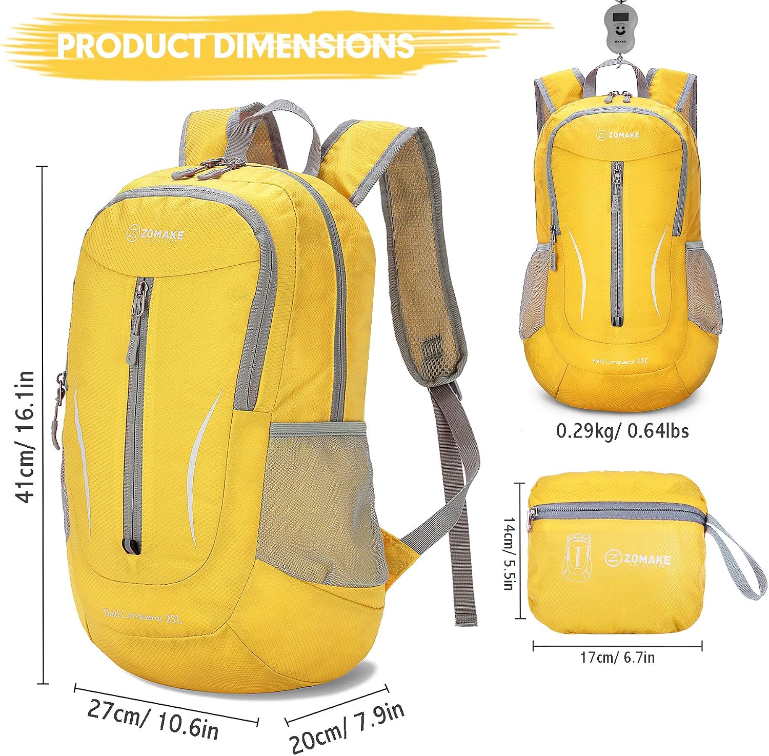Detalle 2 de ZOMAKE sac à dos pliable ultra-léger 25L (290 g) – daypack randonnée et voyage