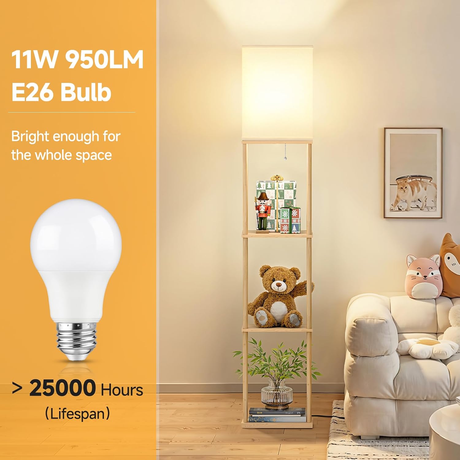 Detalle de SHINE HAI Floor Lamp with Shelves